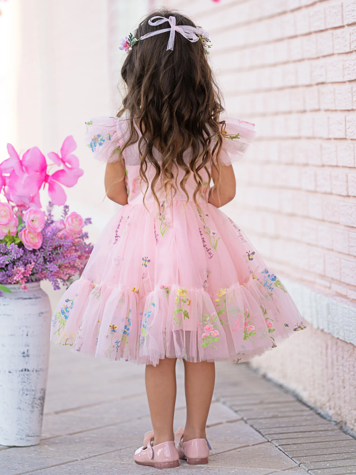 Blush Fairy Garden Embroidered Floral Tutu Dress - Image 5