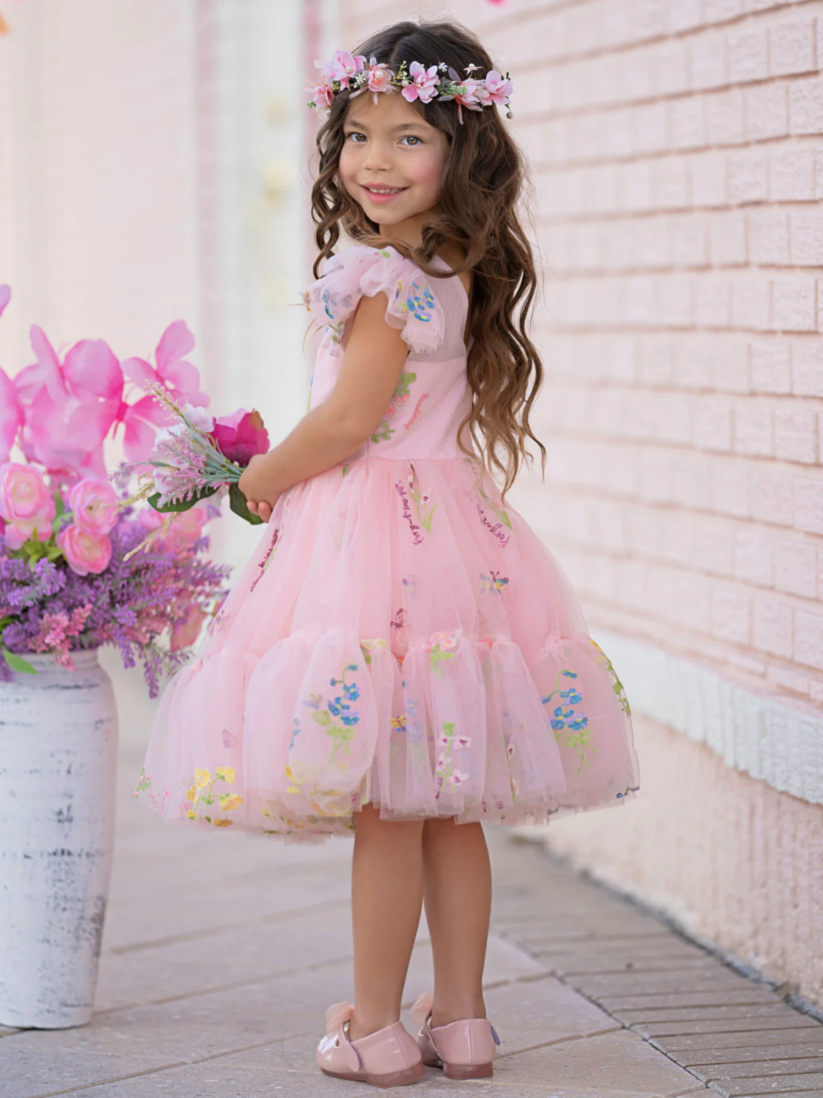 Blush Fairy Garden Embroidered Floral Tutu Dress - Image 6