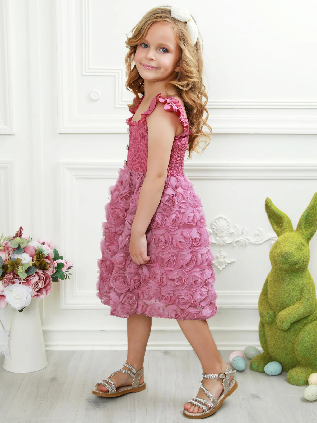 Blush Garden Rosette Smocked Dress - Image 4