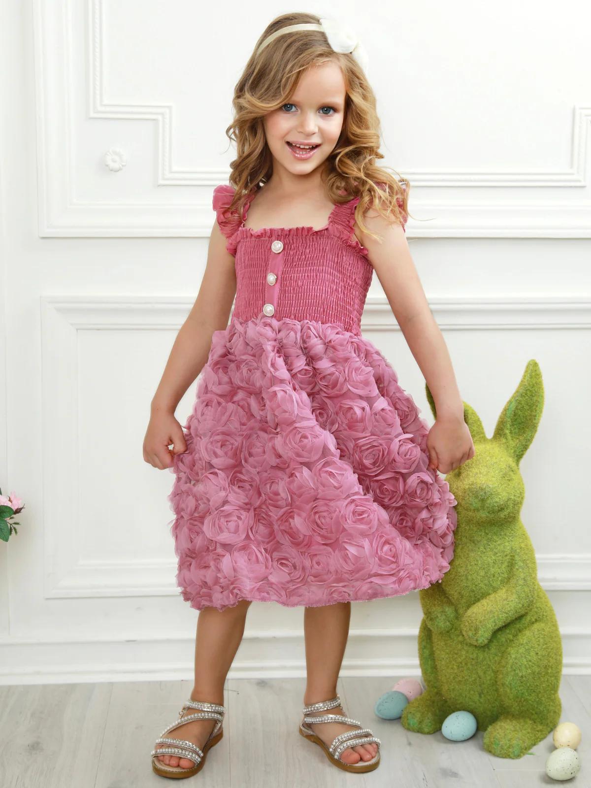 Blush Garden Rosette Smocked Dress - Image 5
