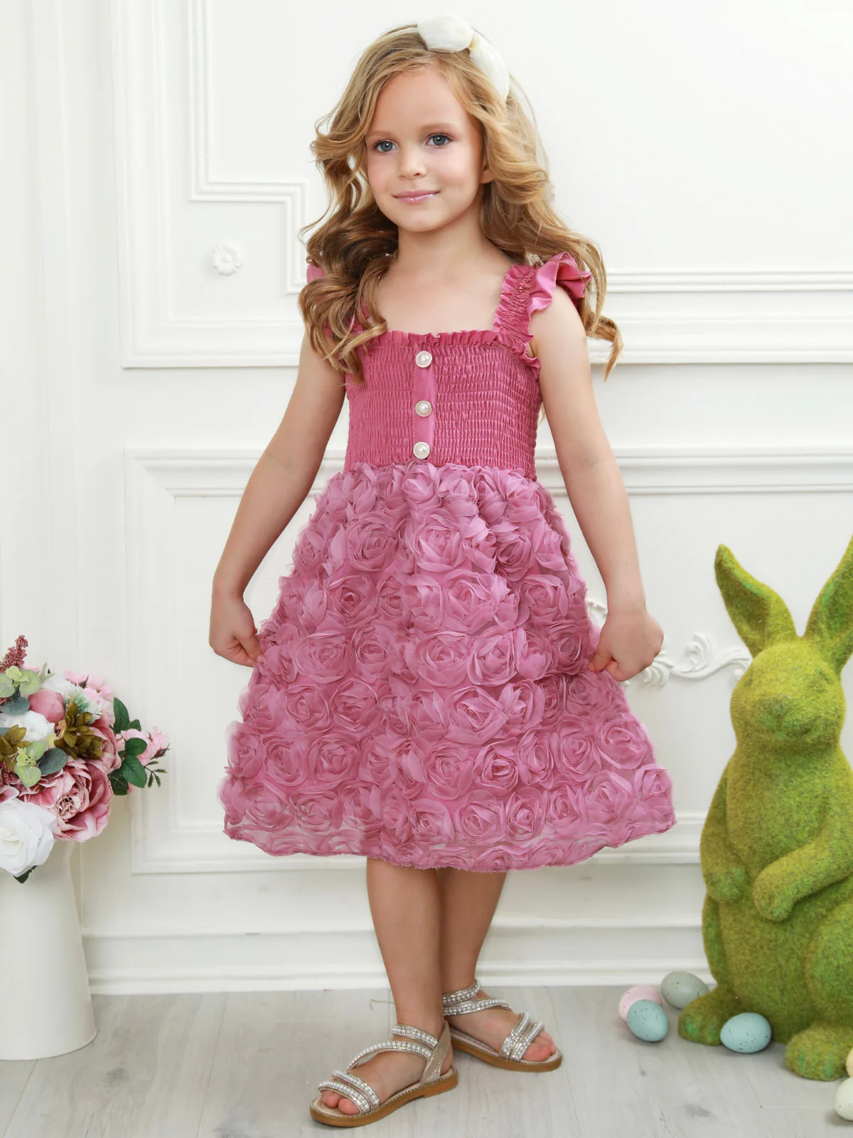 Blush Garden Rosette Smocked Dress - Image 8