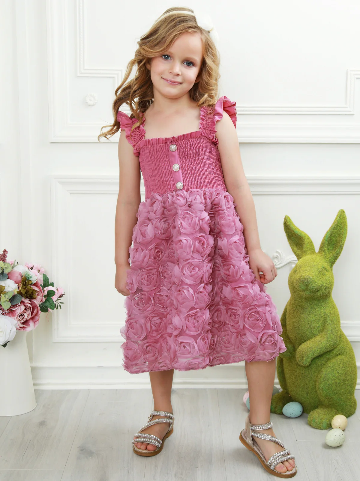 Blush Garden Rosette Smocked Dress - Image 9