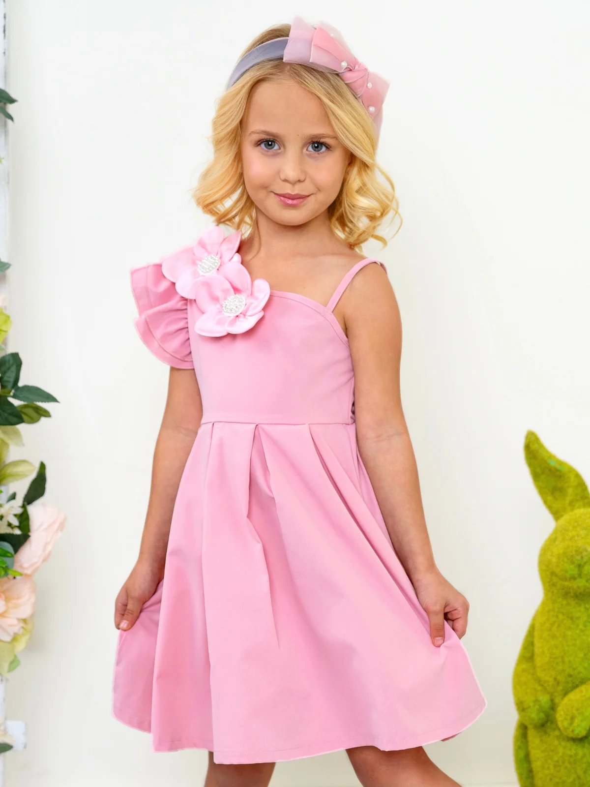 Blush Bloom One-Shoulder Flower Accent Dress - Image 5