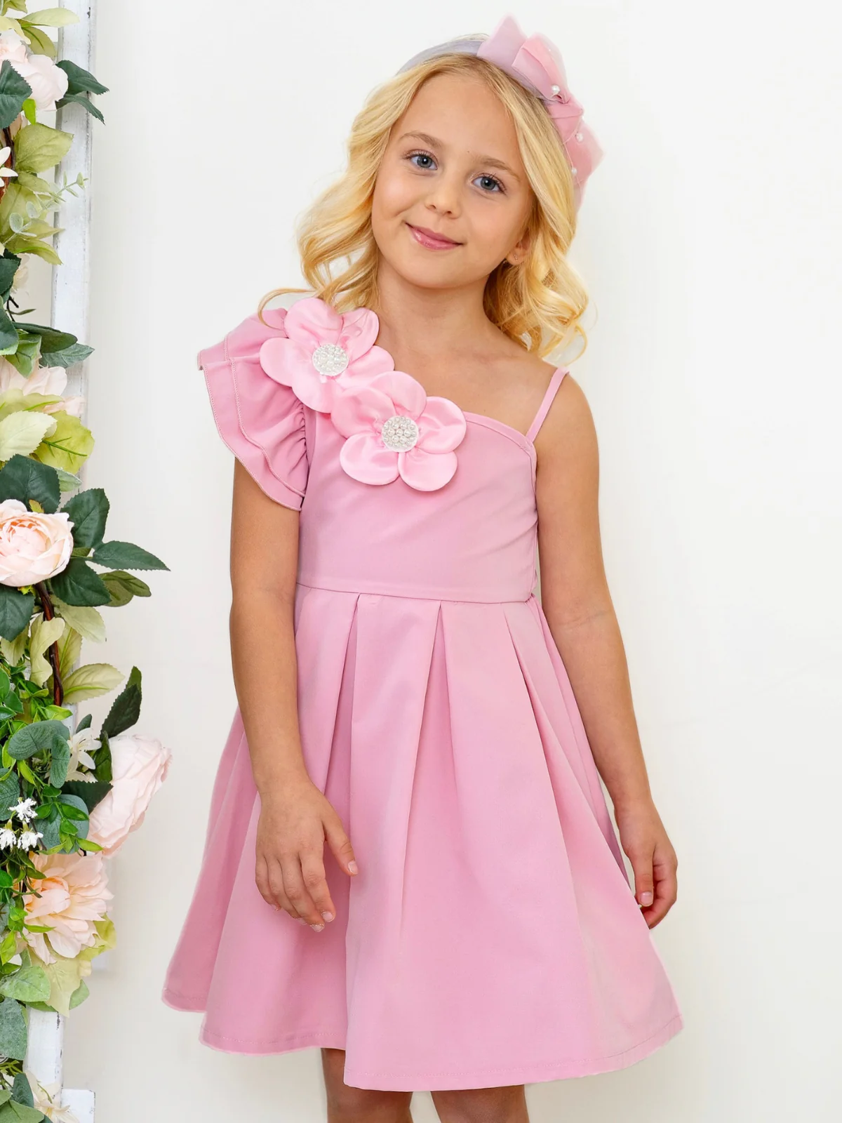 Blush Bloom One-Shoulder Flower Accent Dress - Image 6