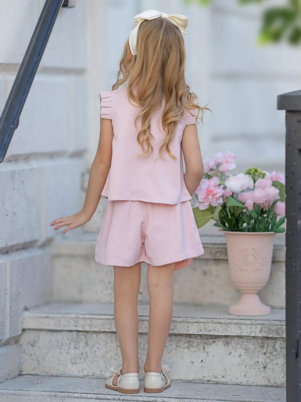 Blush Pink Daisy Top and Short Set - Image 3
