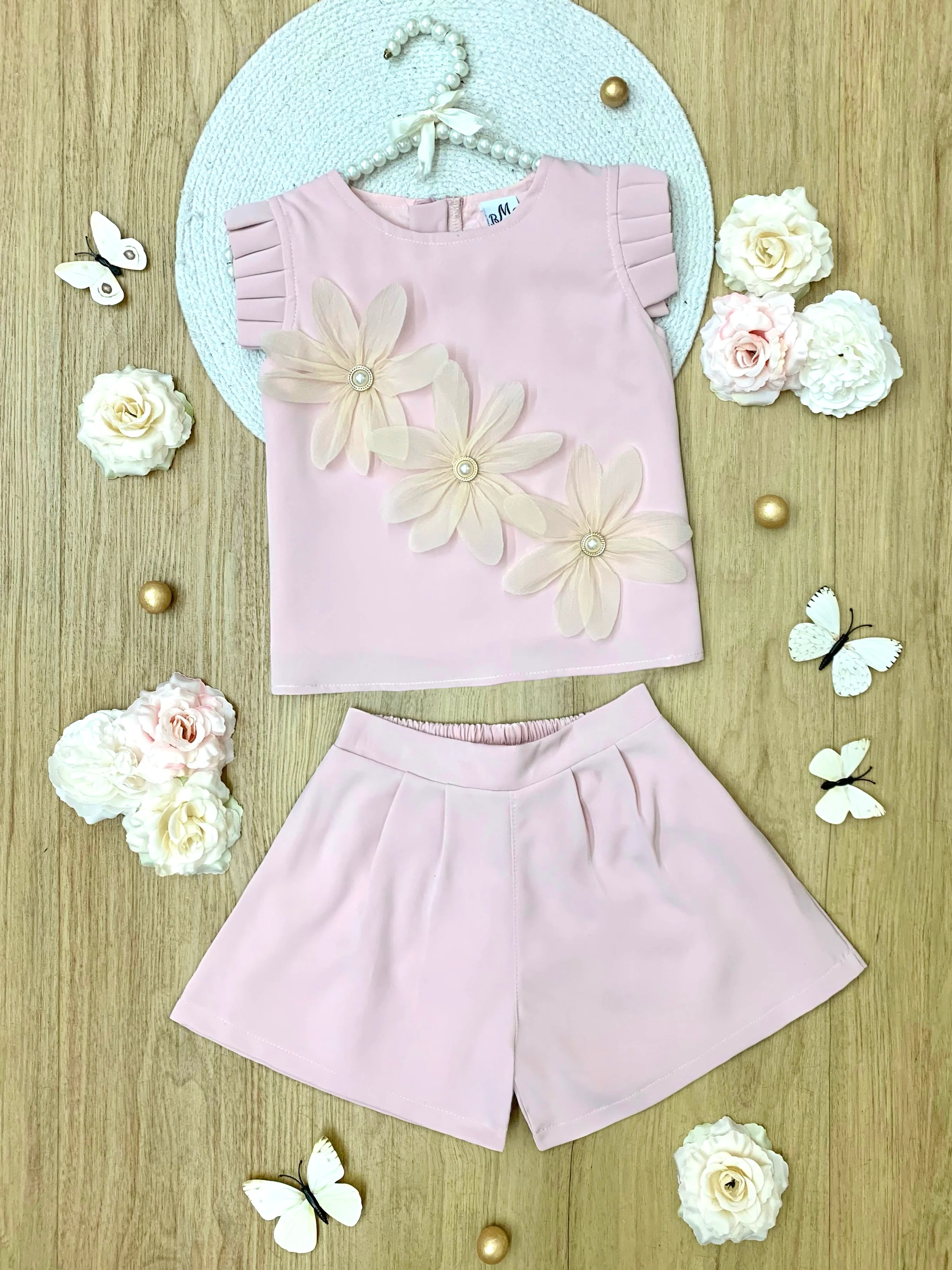 Blush Pink Daisy Top and Short Set - Image 4