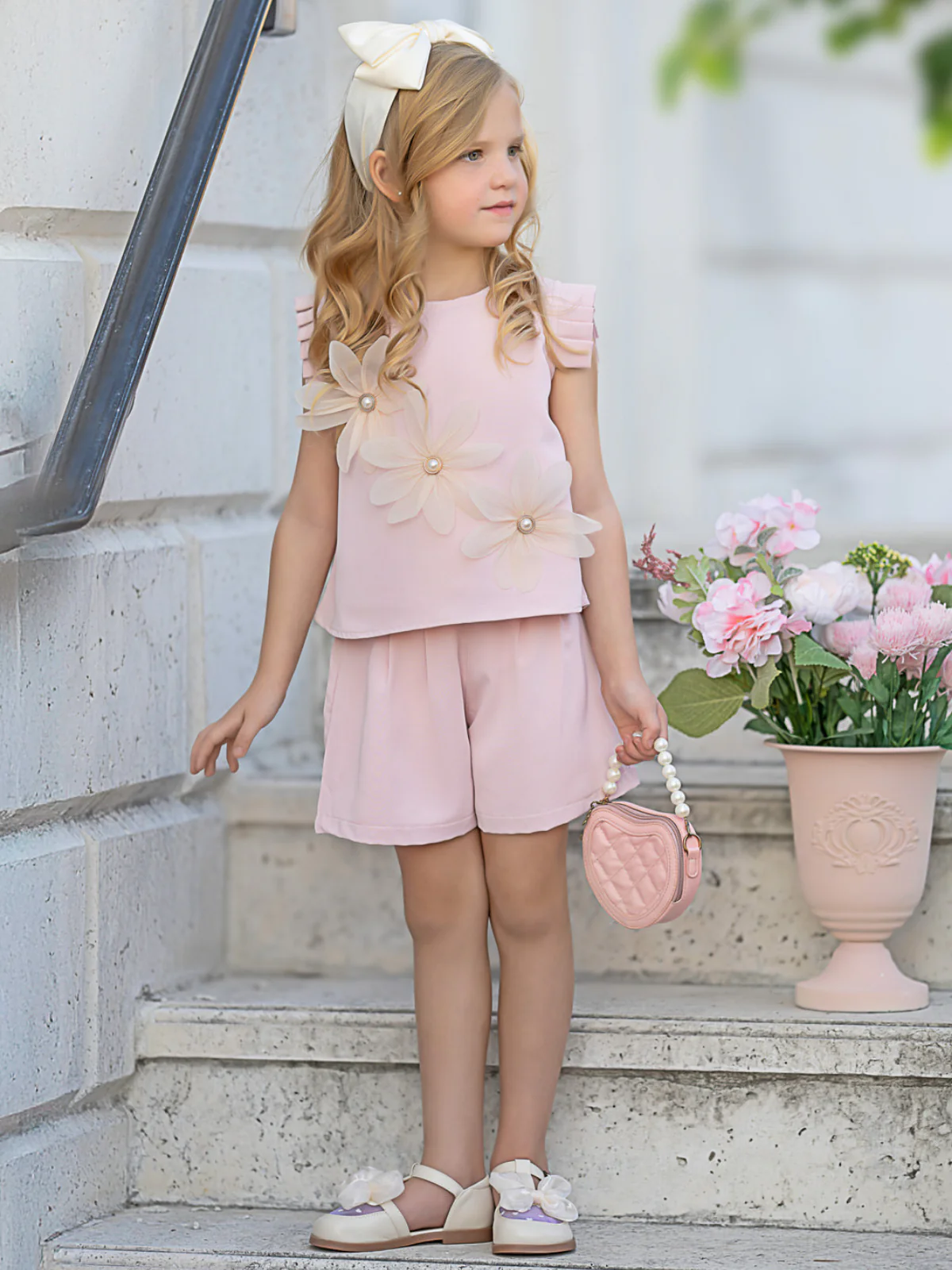 Blush Pink Daisy Top and Short Set - Image 5