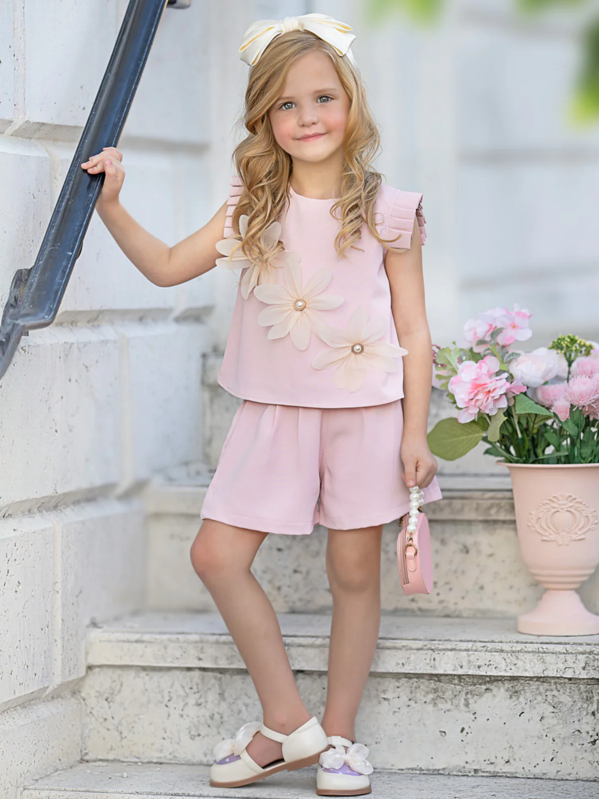 Blush Pink Daisy Top and Short Set - Image 6