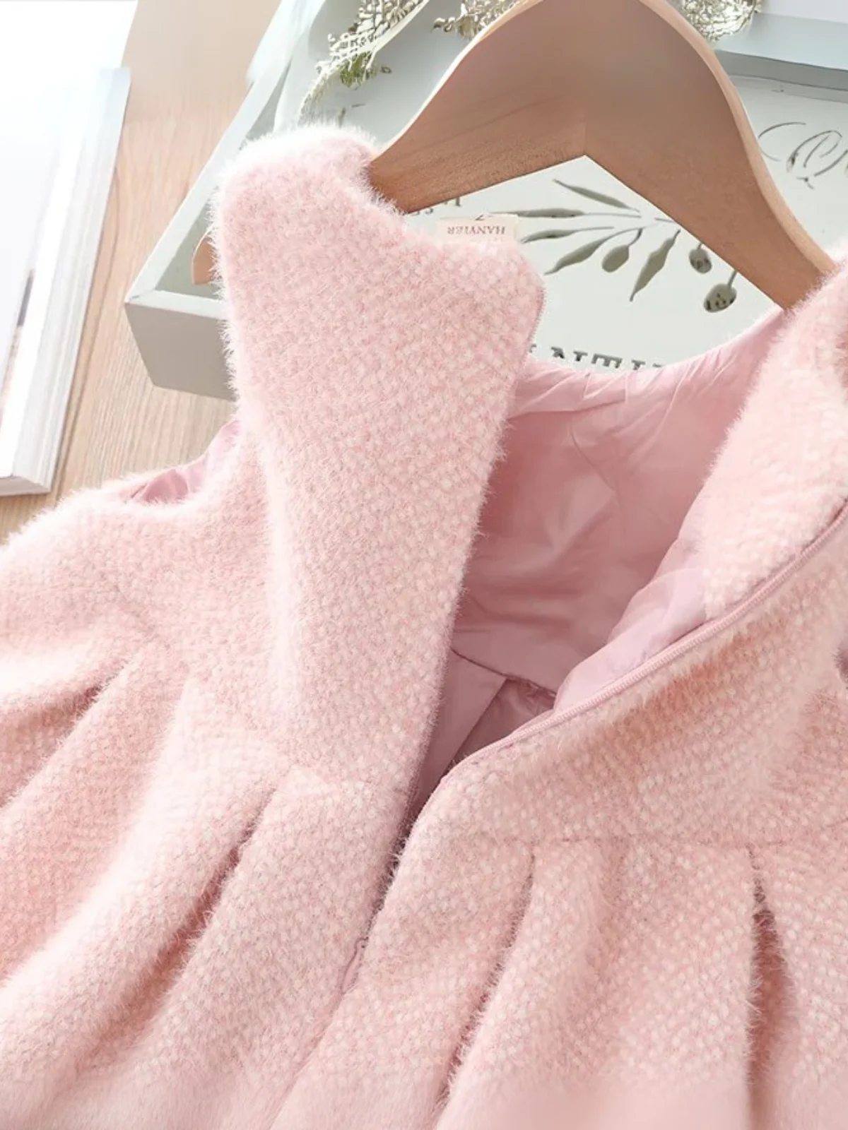 Blush Tweed Pearl Trim Coat & Tank Dress Set - Image 5