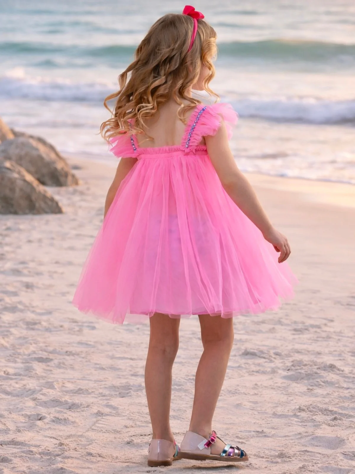 Seaside Pink Sequin Shell Party Dress - Image 4