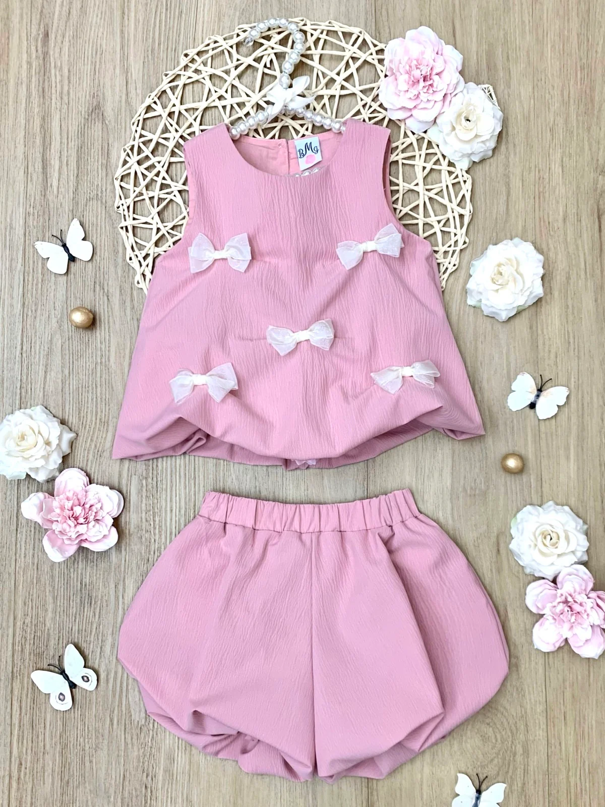 Blushing Beauty Bow Bubble Short Set - Image 5