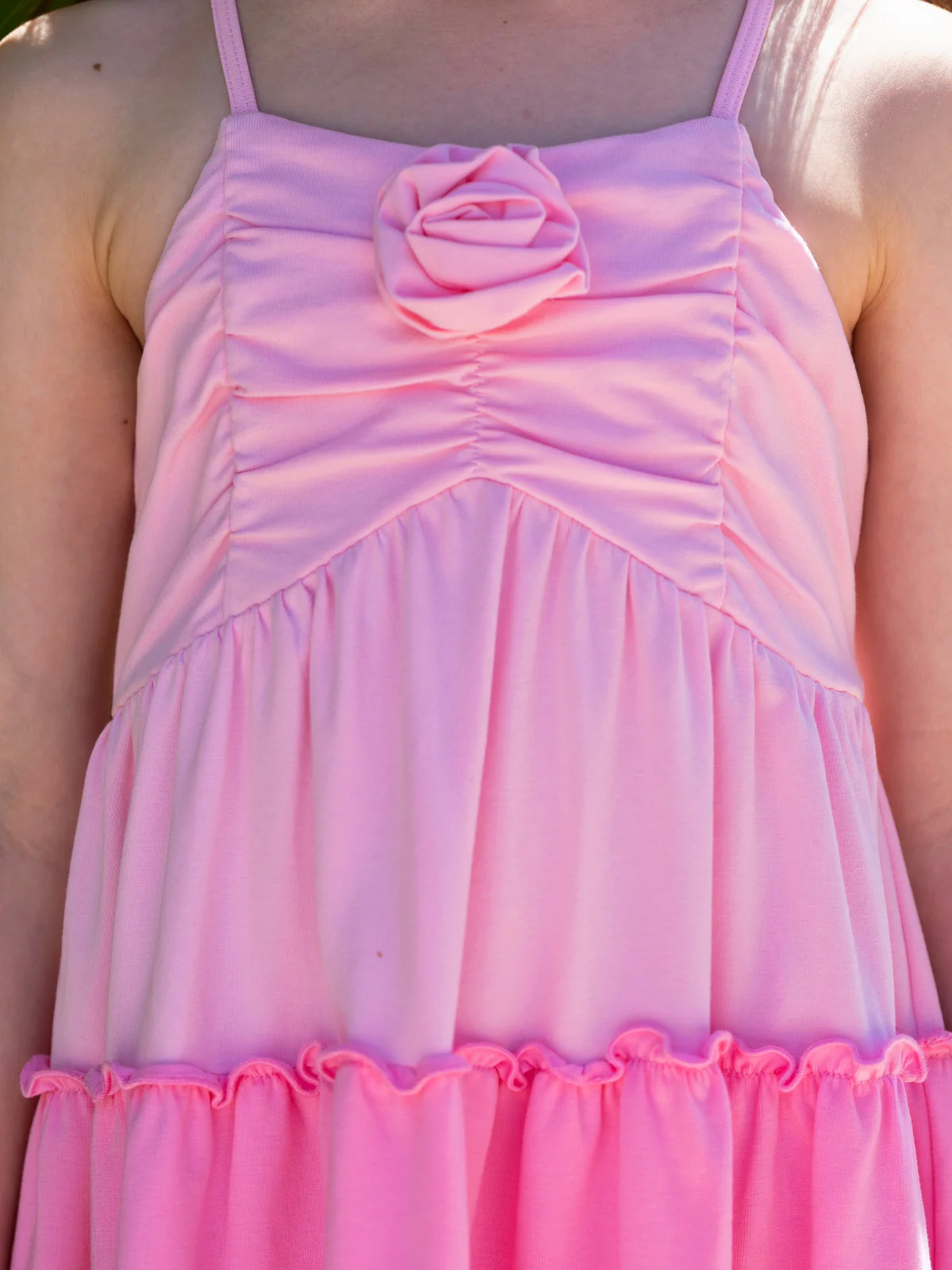Blushing Pink Ombre Rosette Tiered Dress - Image 3