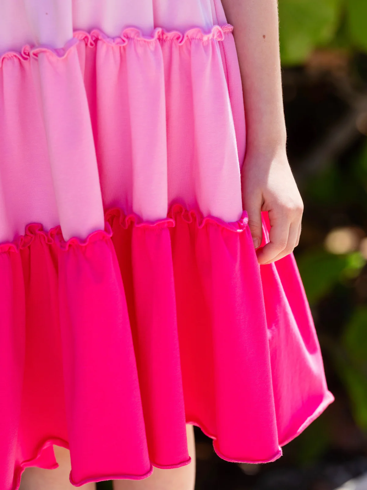 Blushing Pink Ombre Rosette Tiered Dress - Image 4