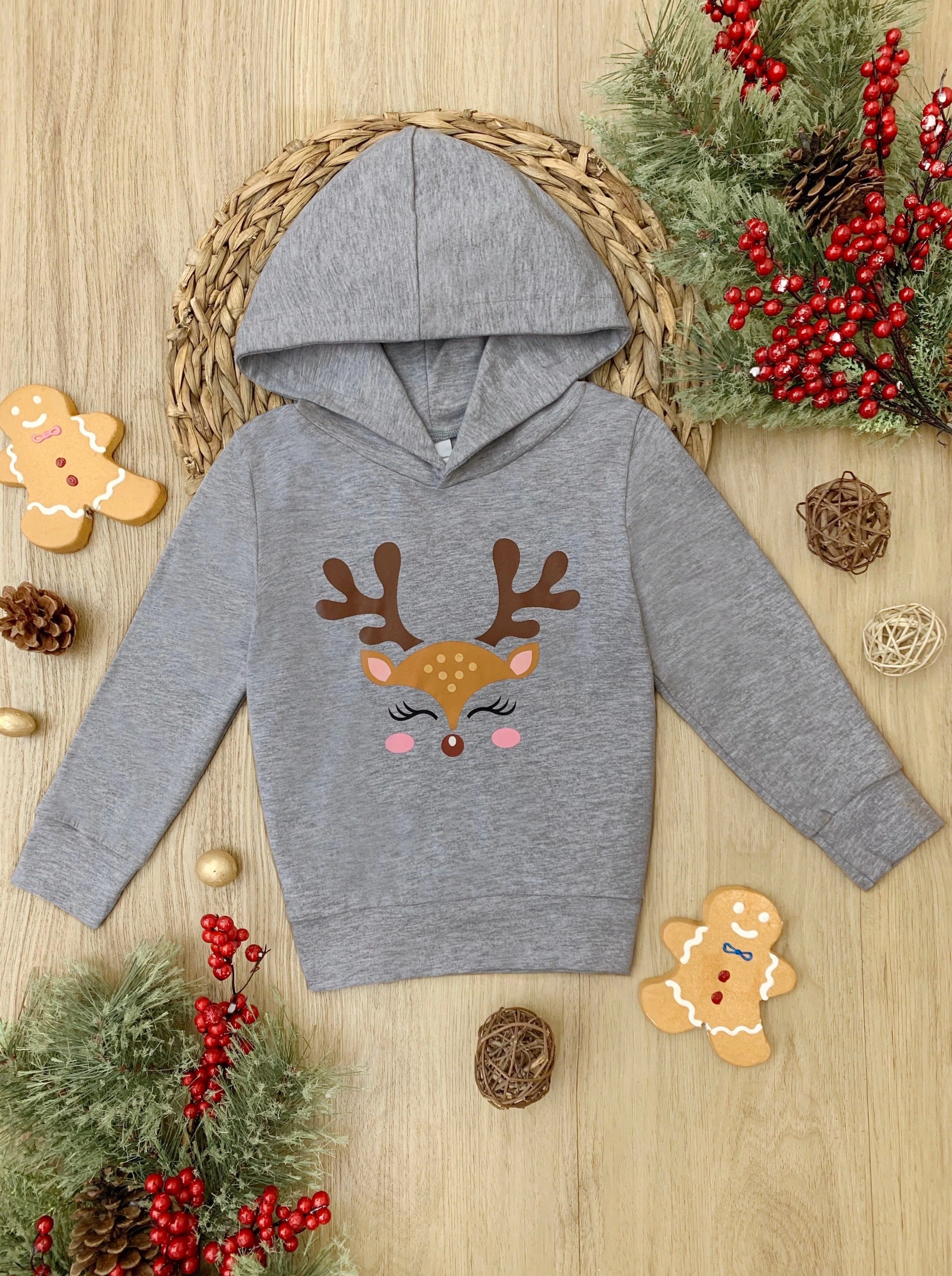 Blushing Reindeer Long Sleeve Hooded Top - Image 3