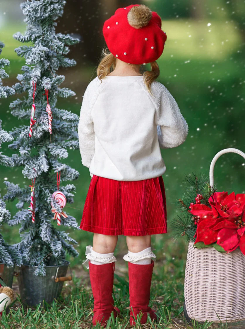 Blushing Reindeer Velvet Skirt Set - Image 6