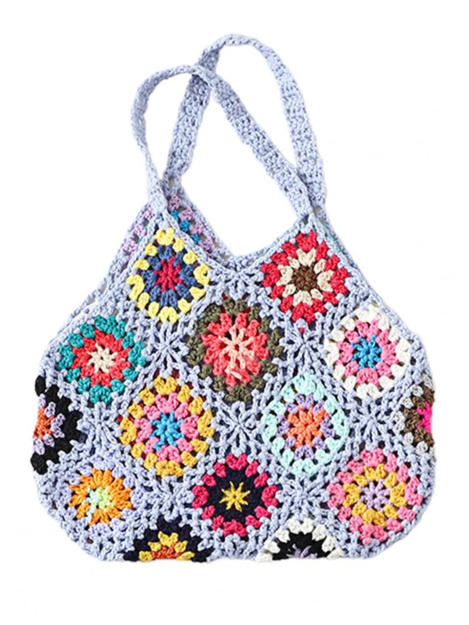 Bohemian Crochet Knitted Tote Bag - Image 5