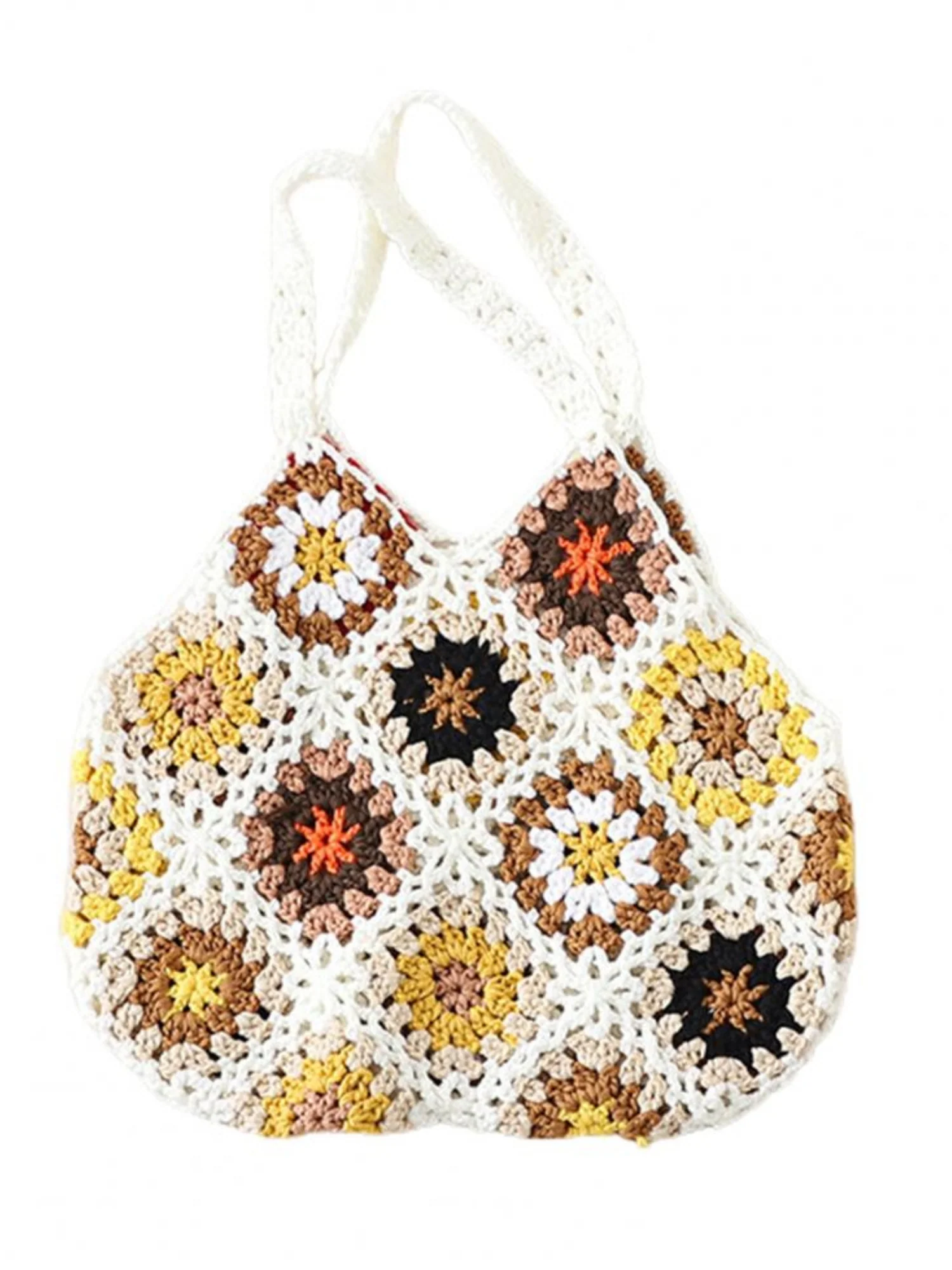 Bohemian Crochet Knitted Tote Bag - Image 6