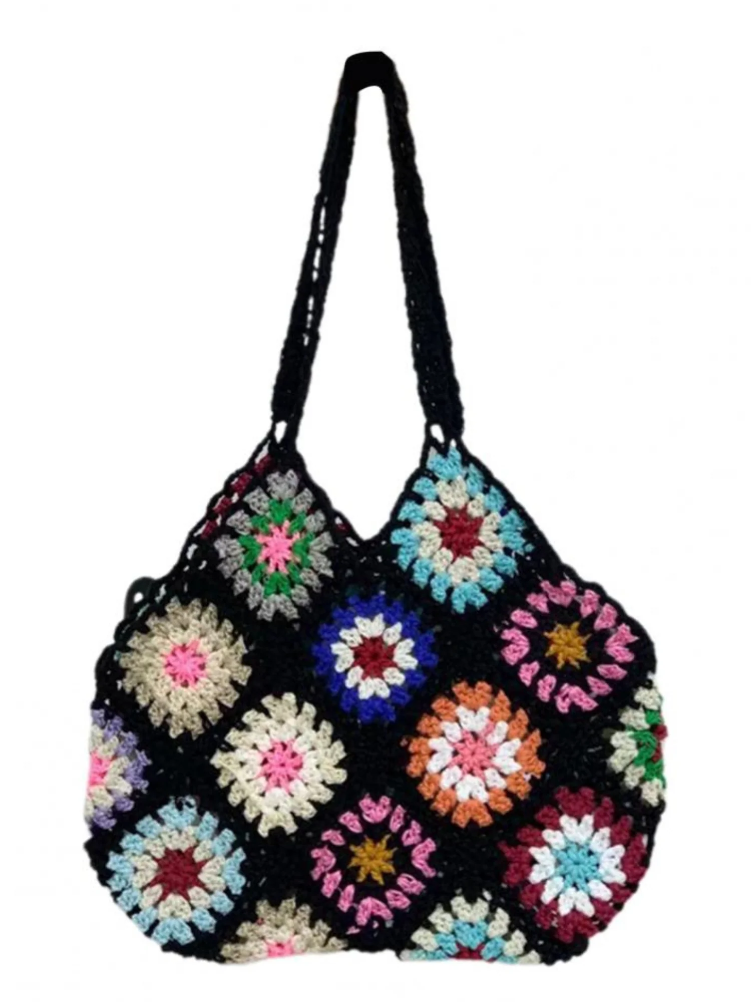 Bohemian Crochet Knitted Tote Bag - Image 7
