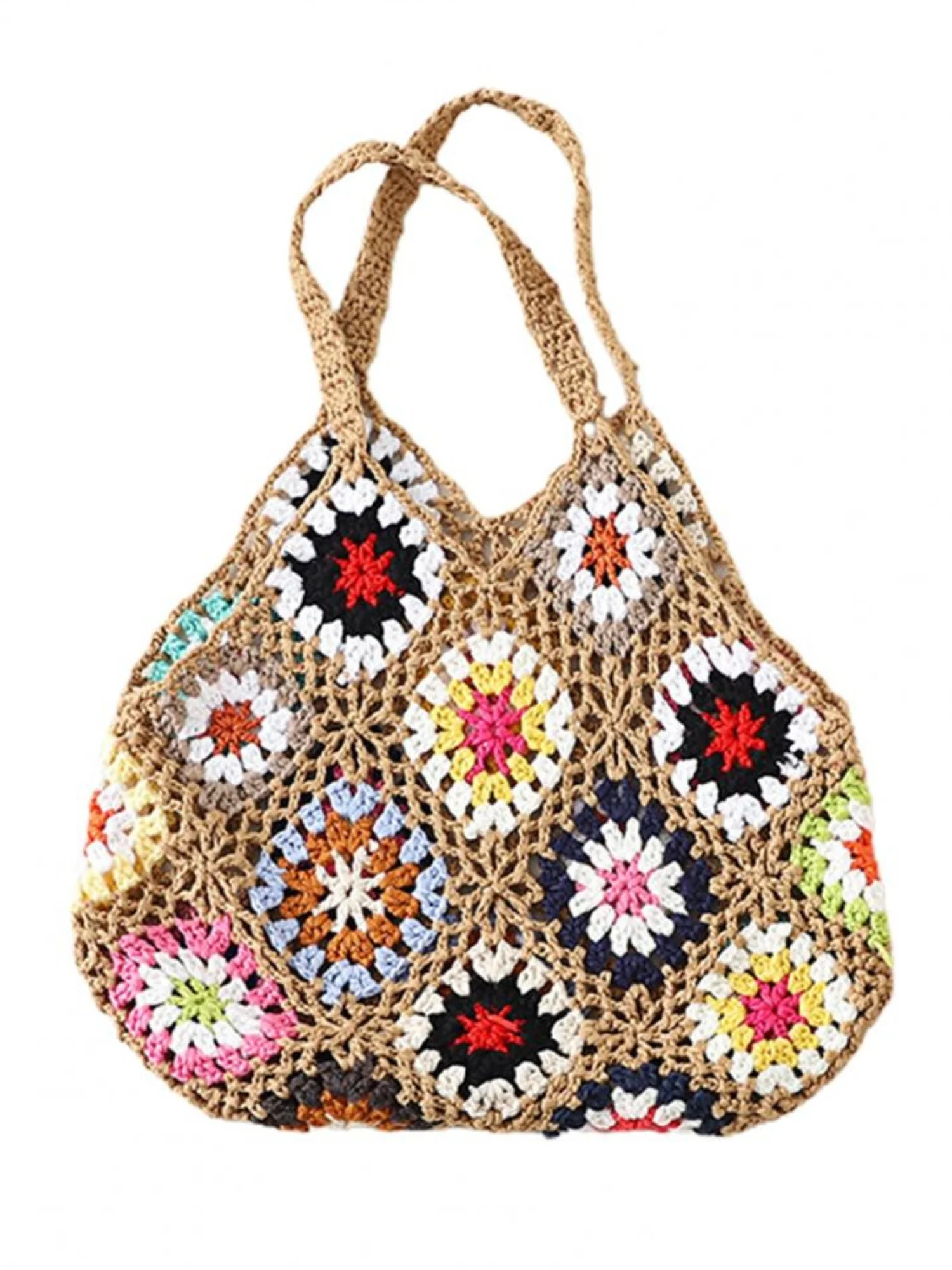 Bohemian Crochet Knitted Tote Bag - Image 8