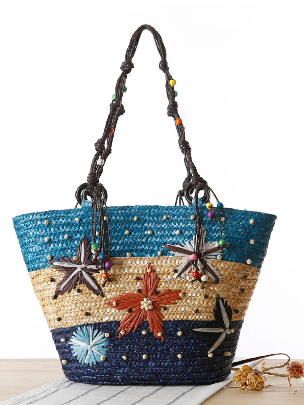 Starfish Embroidered Straw Beach Bag - Image 4