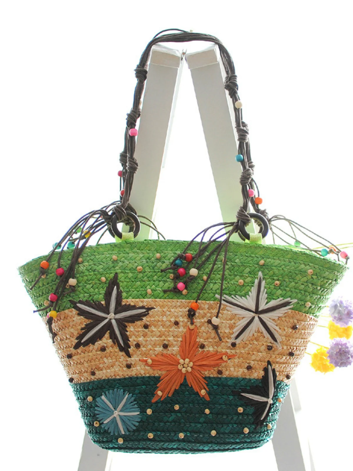 Starfish Embroidered Straw Beach Bag - Image 5