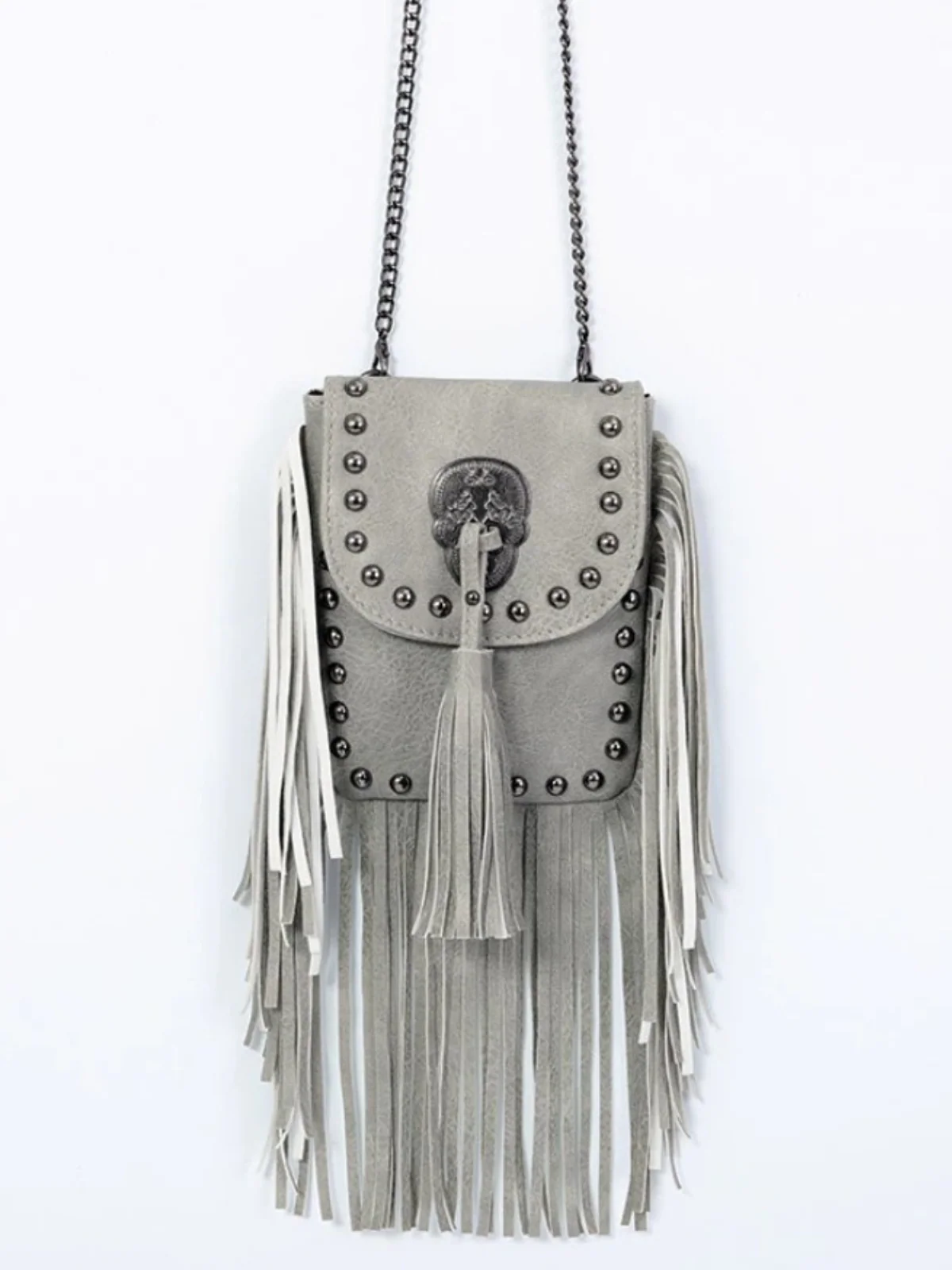 Girls Bohemian Studded Fringe Crossbody Bag - Image 4