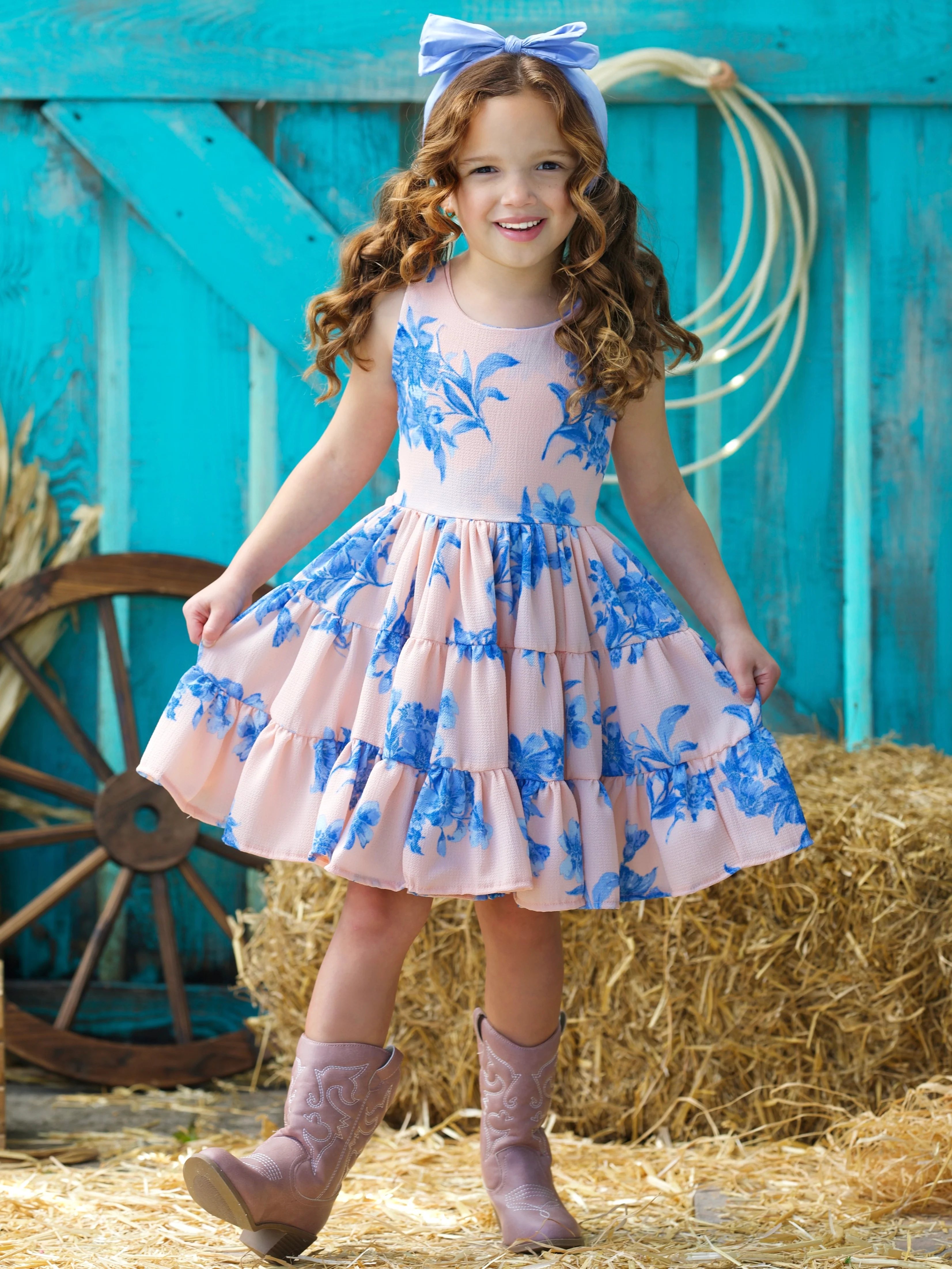Boho Blossom Floral Print Tank Tiered Dress - Image 2