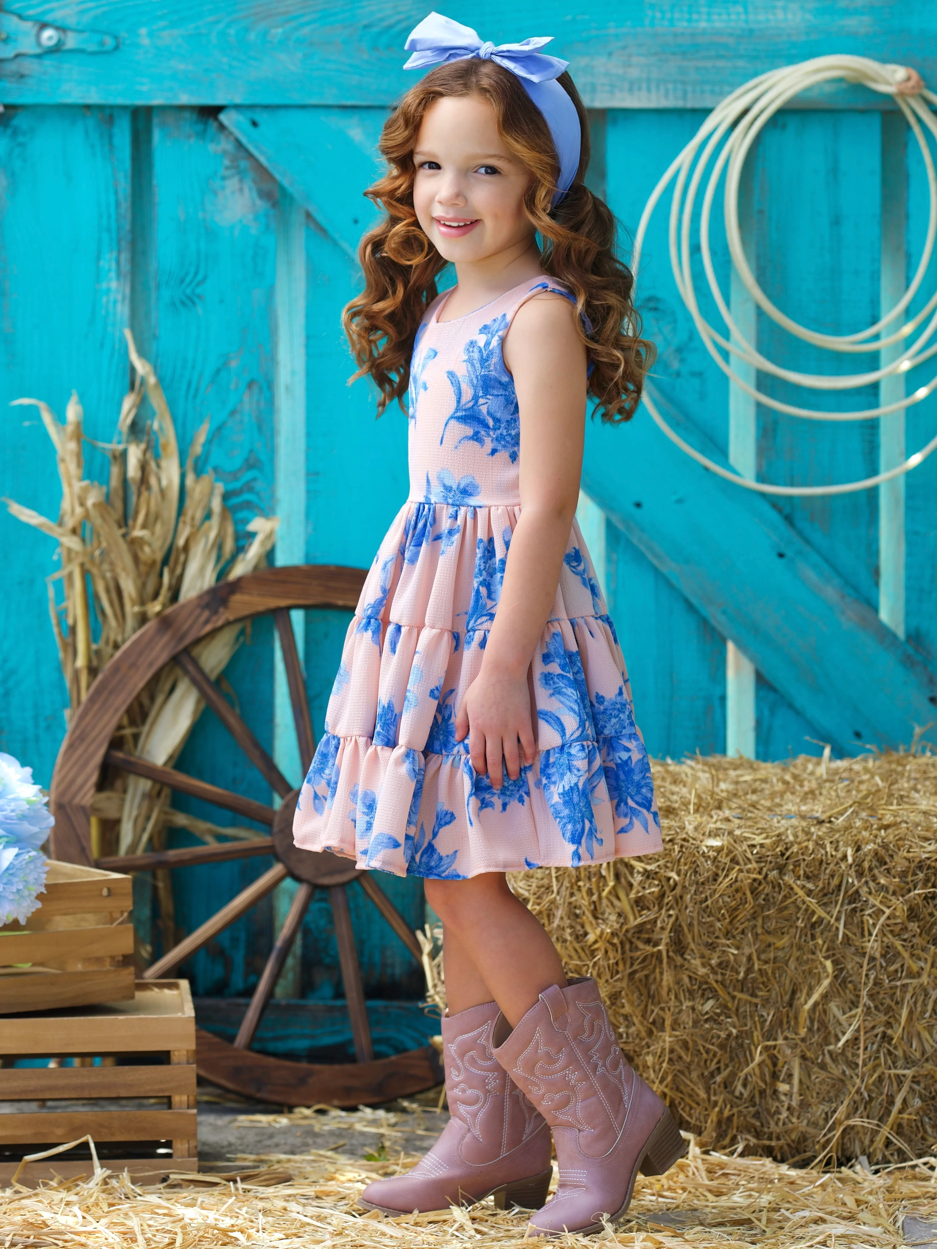 Boho Blossom Floral Print Tank Tiered Dress - Image 5