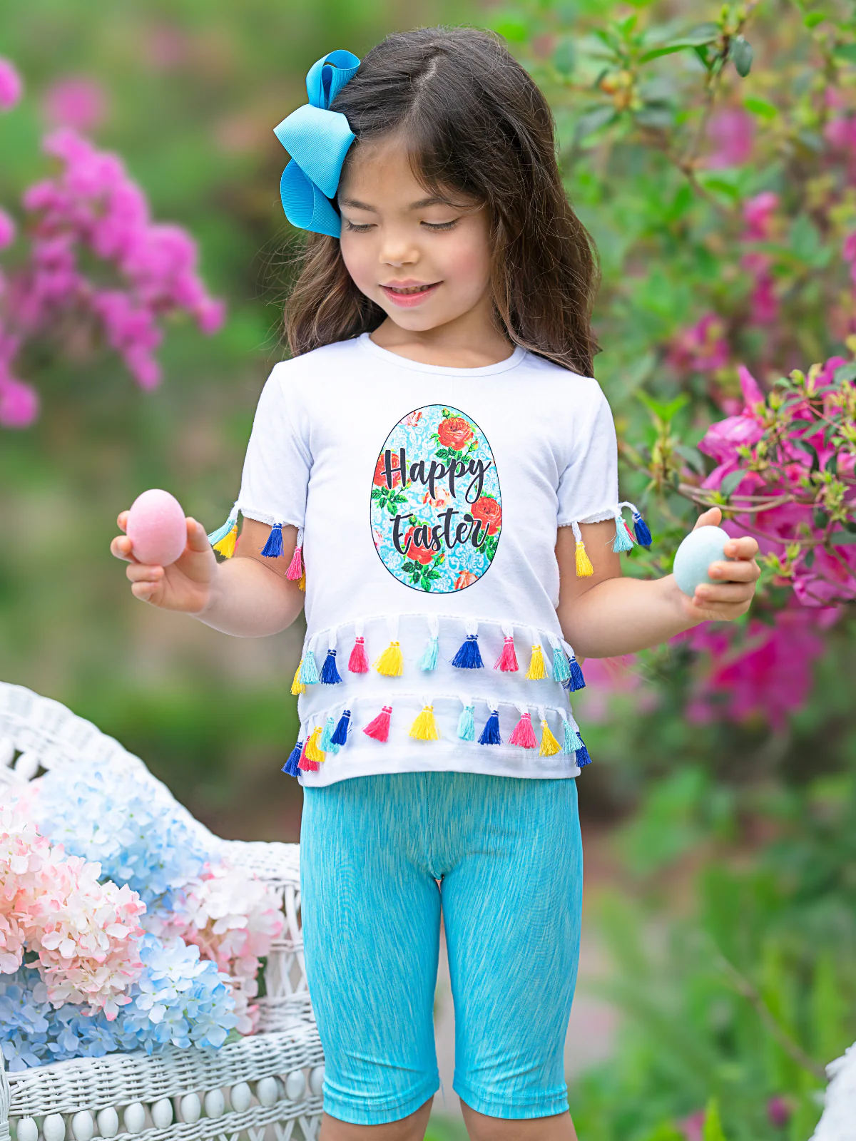 Boho Easter Tassel Top and Biker Short Set - Image 2