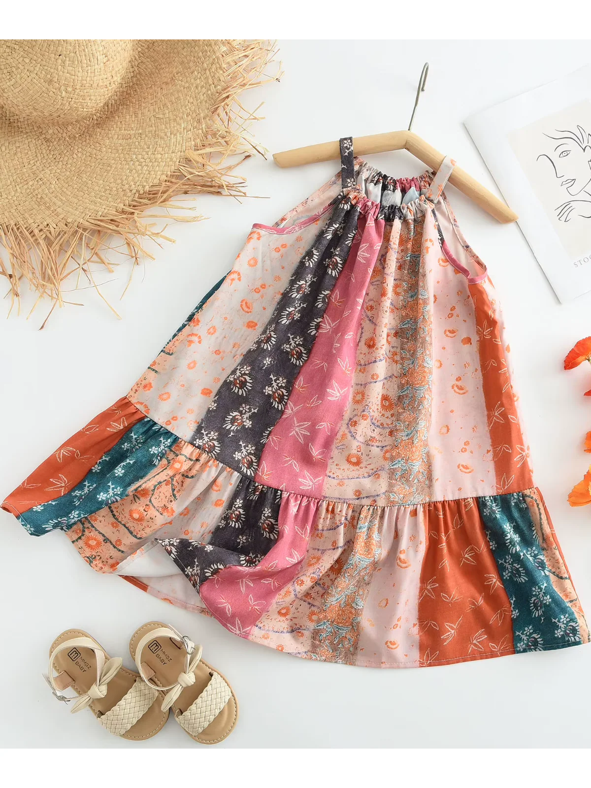 Boho Floral Patchwork Sleeveless Summer Dress - Image 2