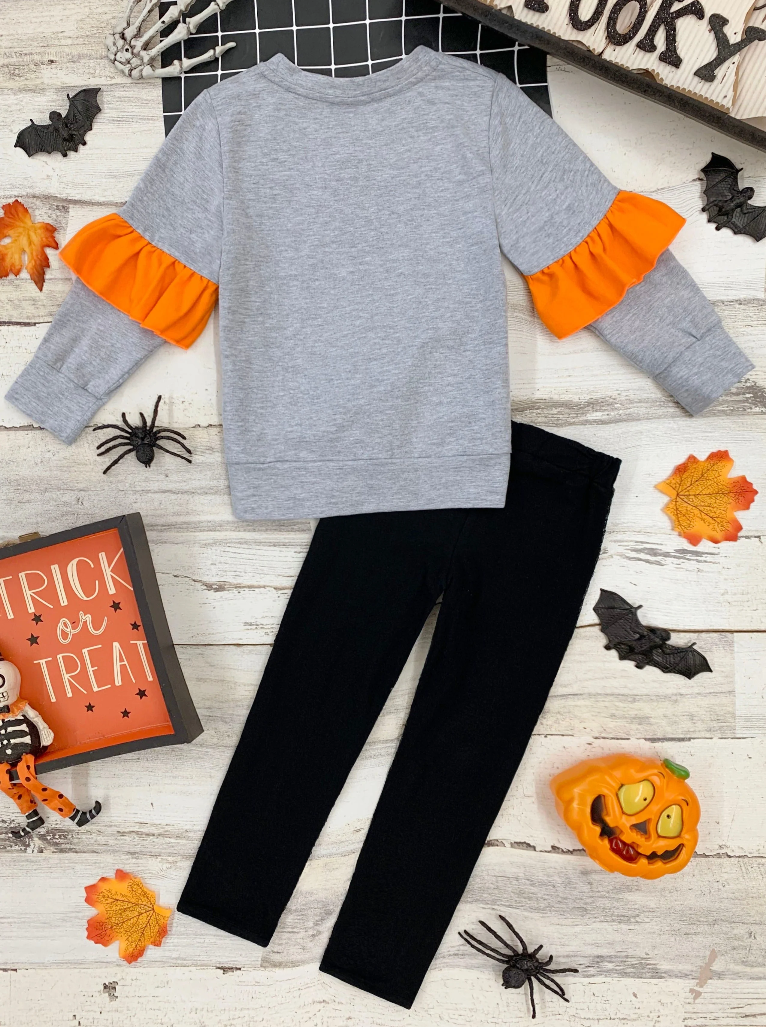 Boo-tiful Ruffle Sleeve Sweater and Sequin Legging Set - Image 4