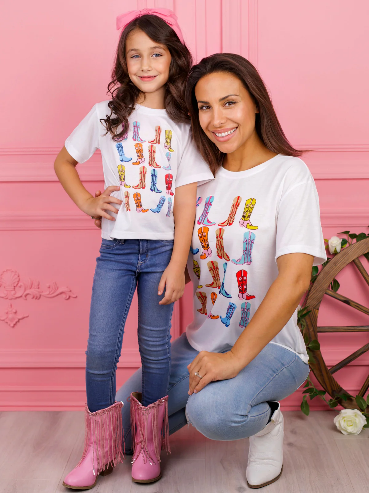 Mommy and Me Boot Scootin' Fun Cowgirl Boot Graphic Top - Image 2