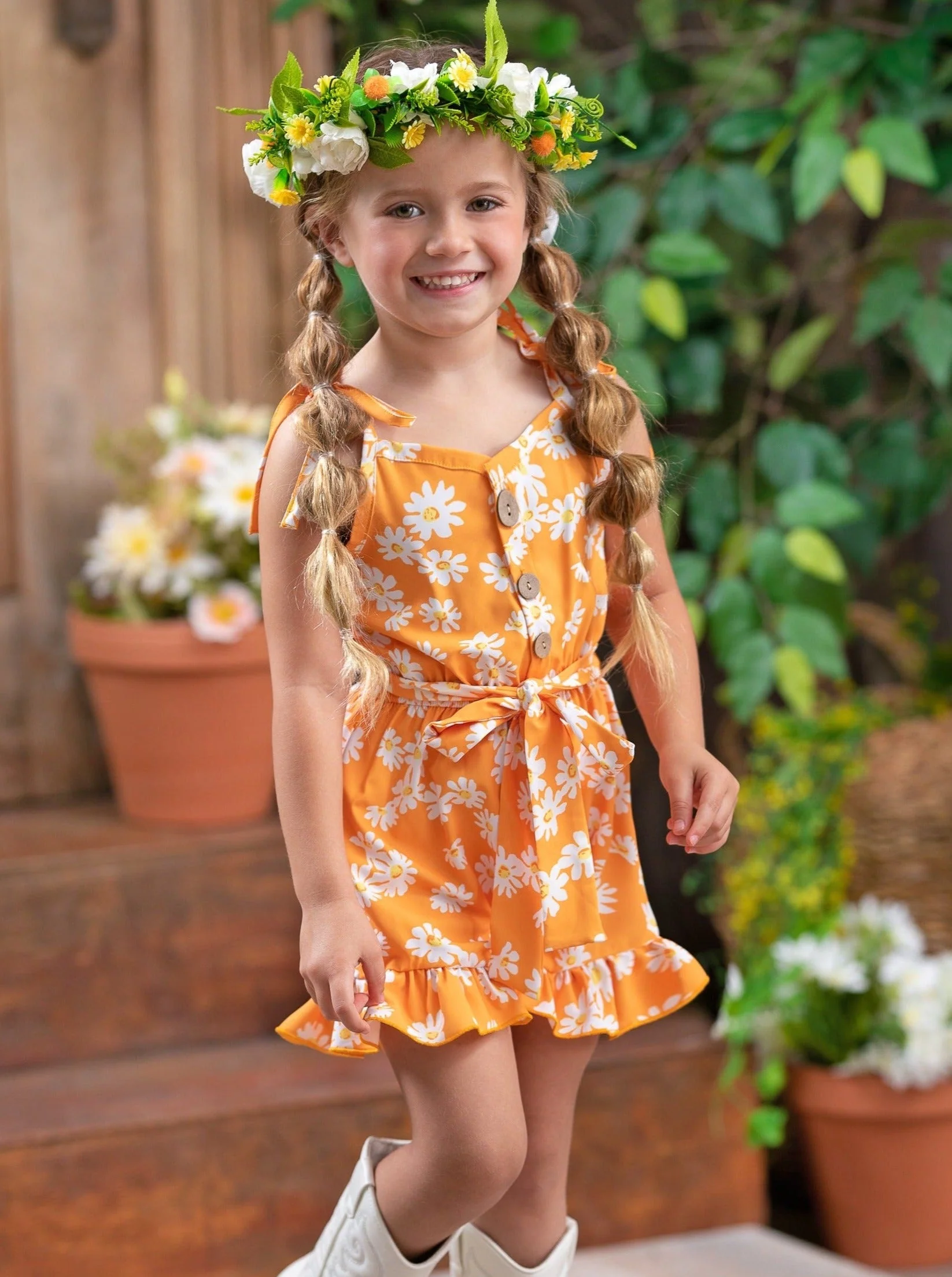 Darling Daisy Belted Ruffle Romper - Image 3
