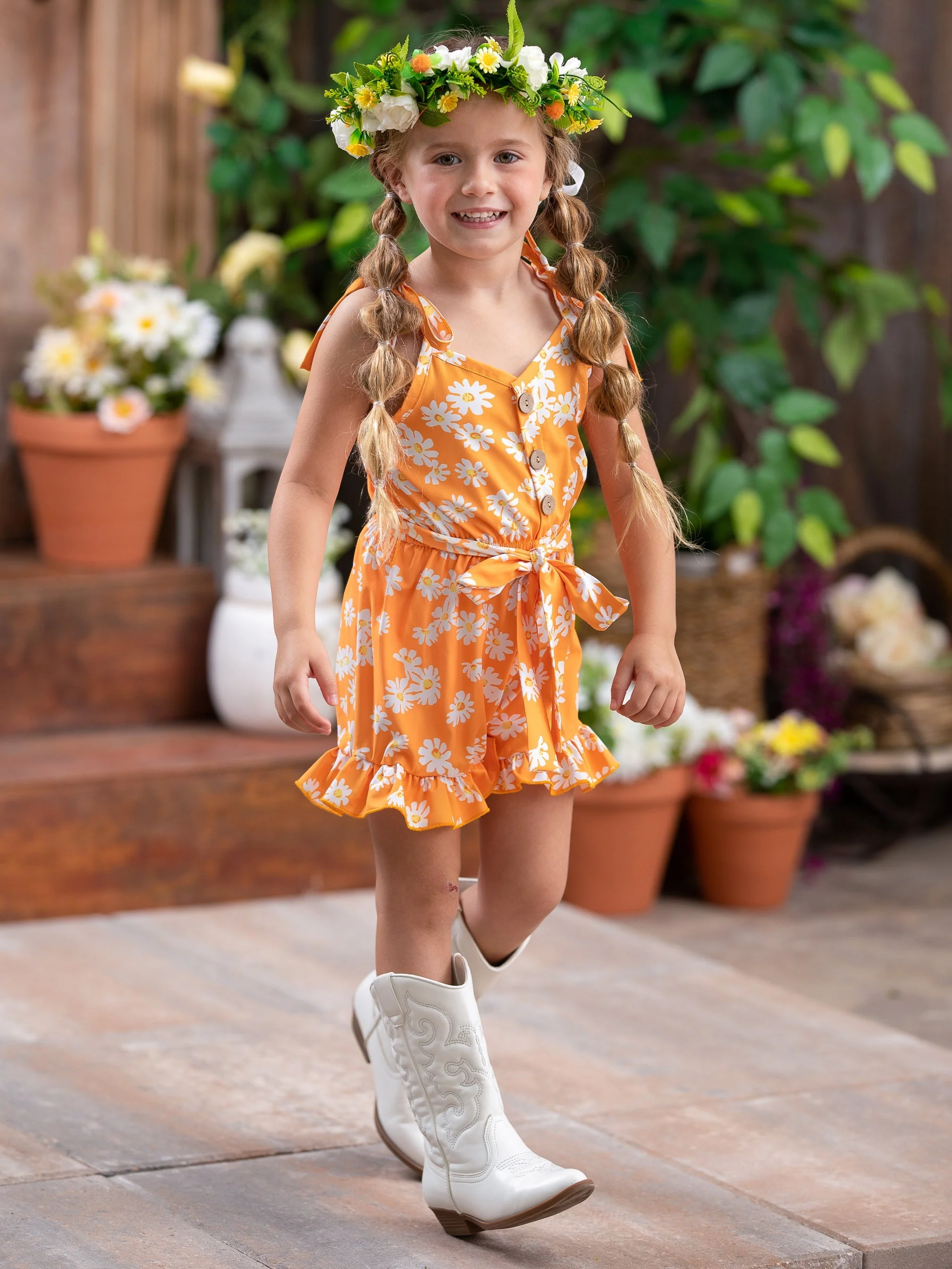 Darling Daisy Belted Ruffle Romper - Image 5