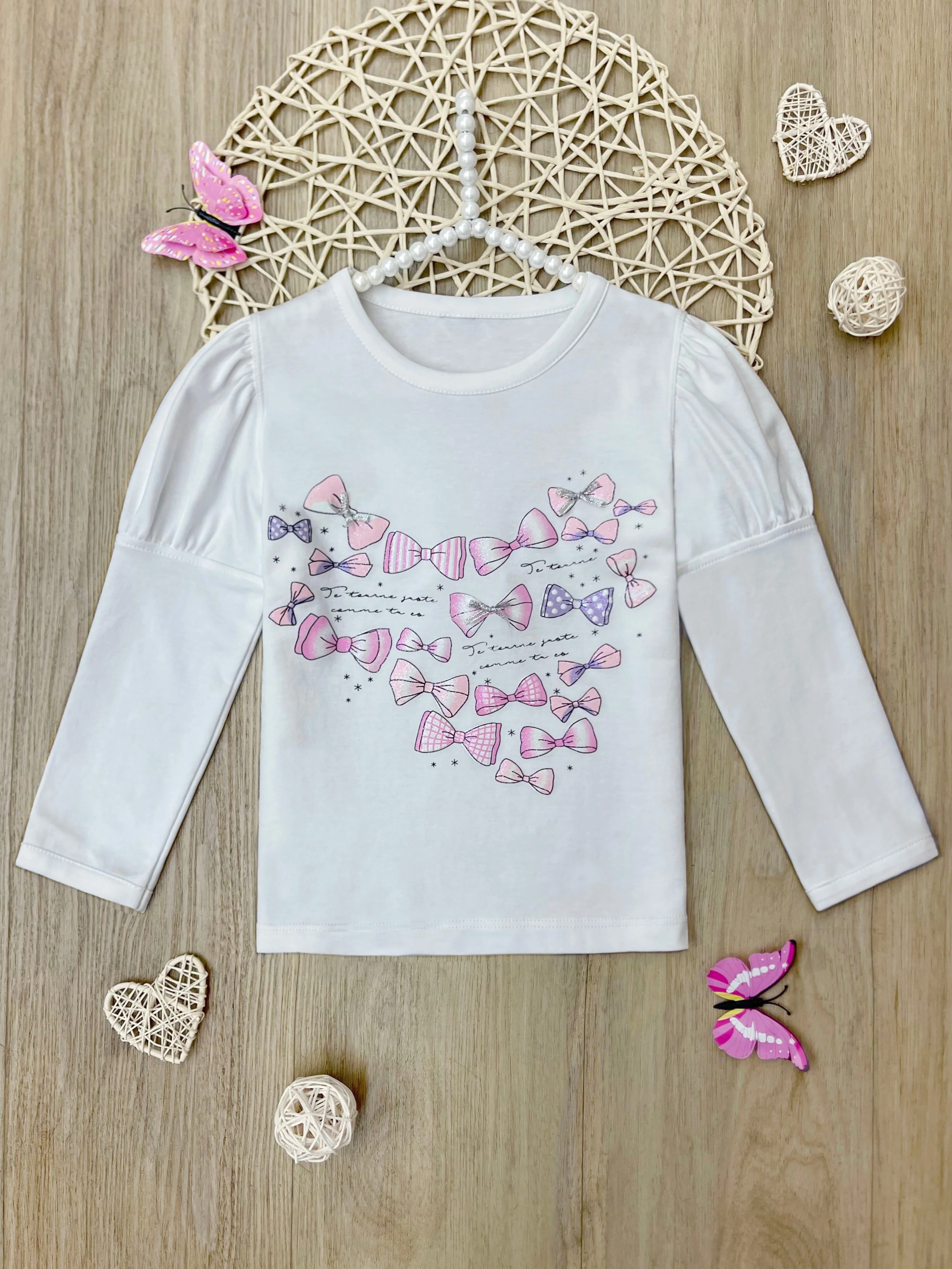 Ribbon Dream Luxe Cotton Heart Print Top - Image 4