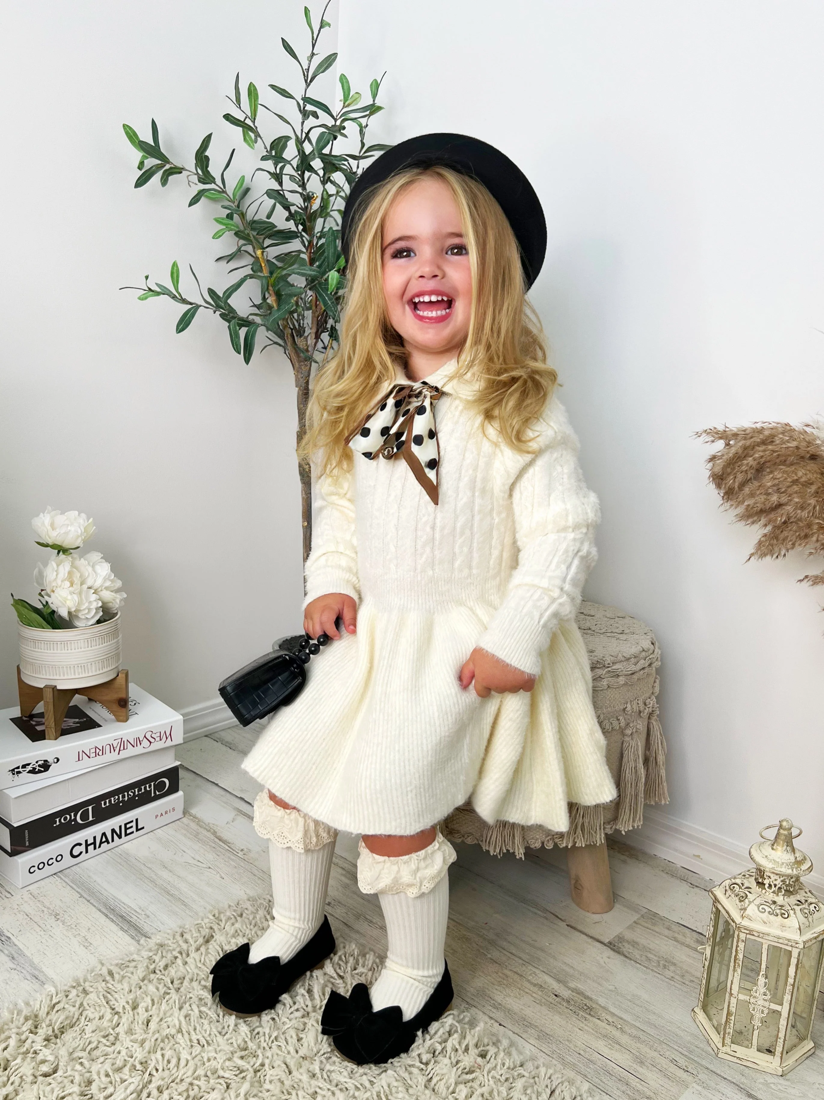 Dots and Bows Wool Sweater Dress - Image 12