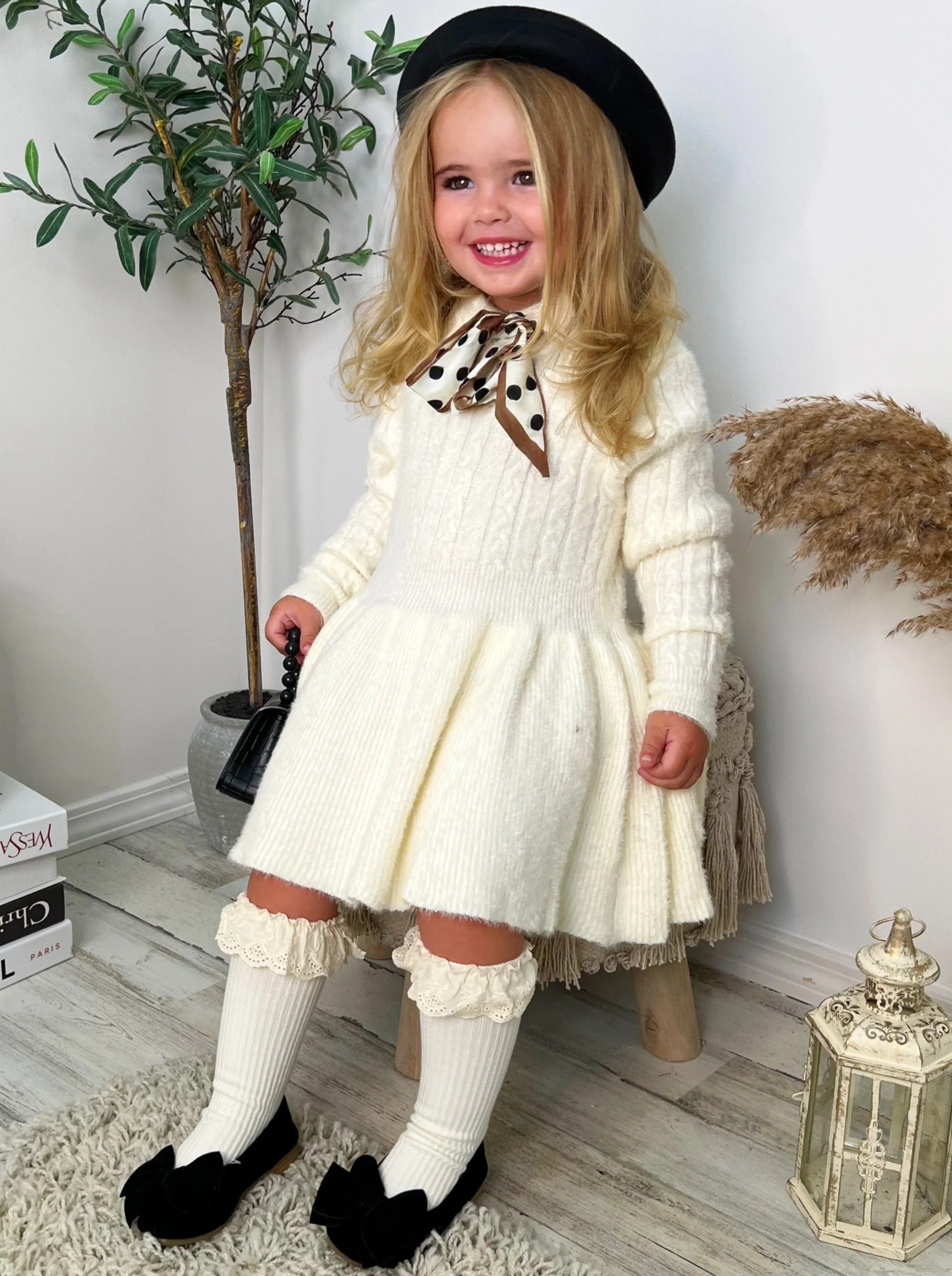 Dots and Bows Wool Sweater Dress - Image 8