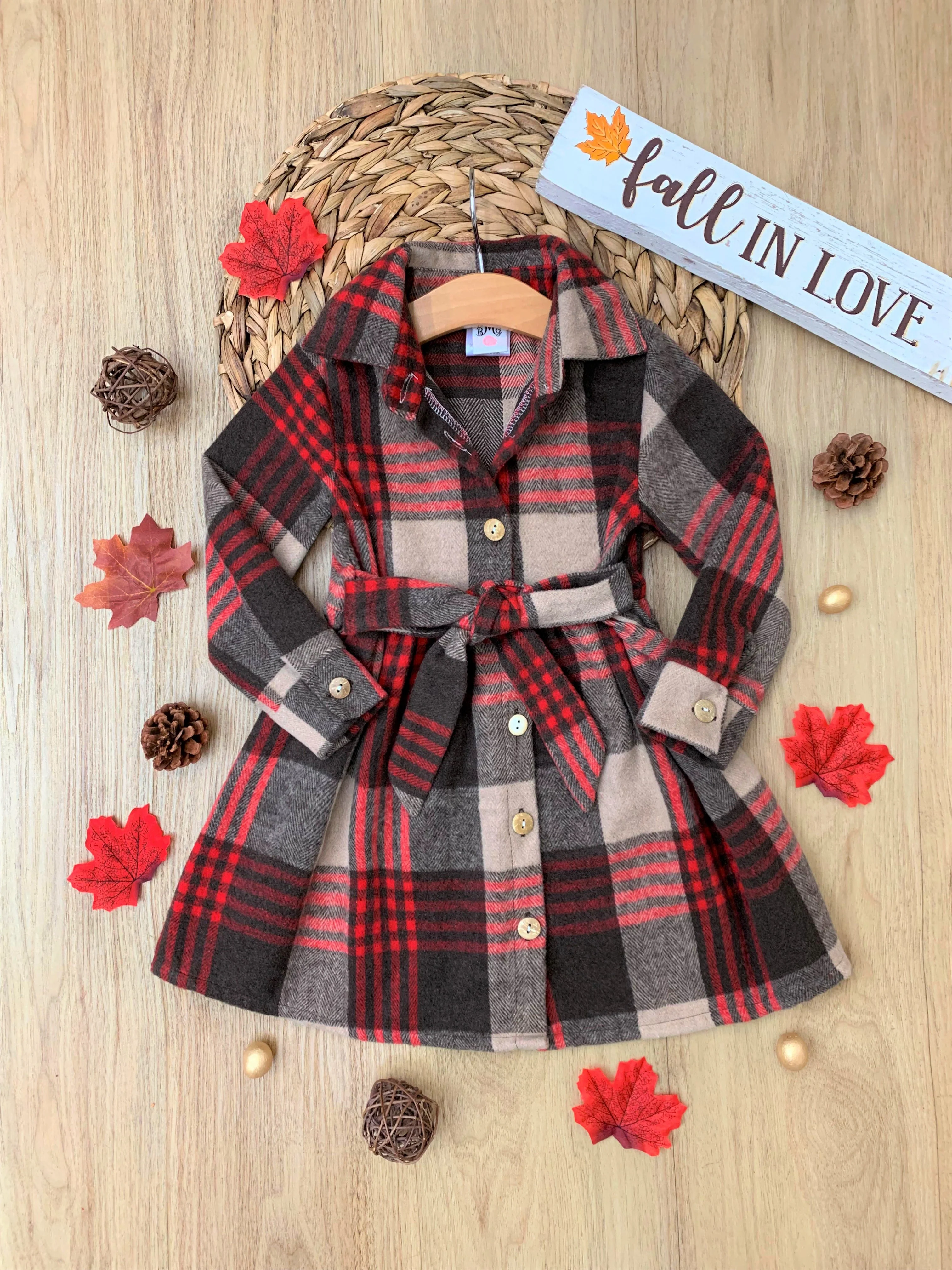 Pumpkin Harvest Brown Flannel Dress - Image 3