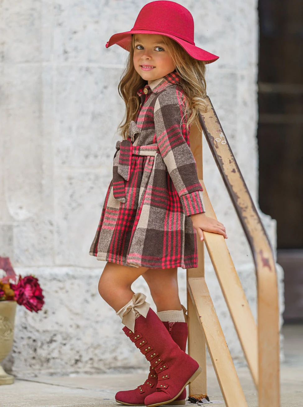 Pumpkin Harvest Brown Flannel Dress - Image 4
