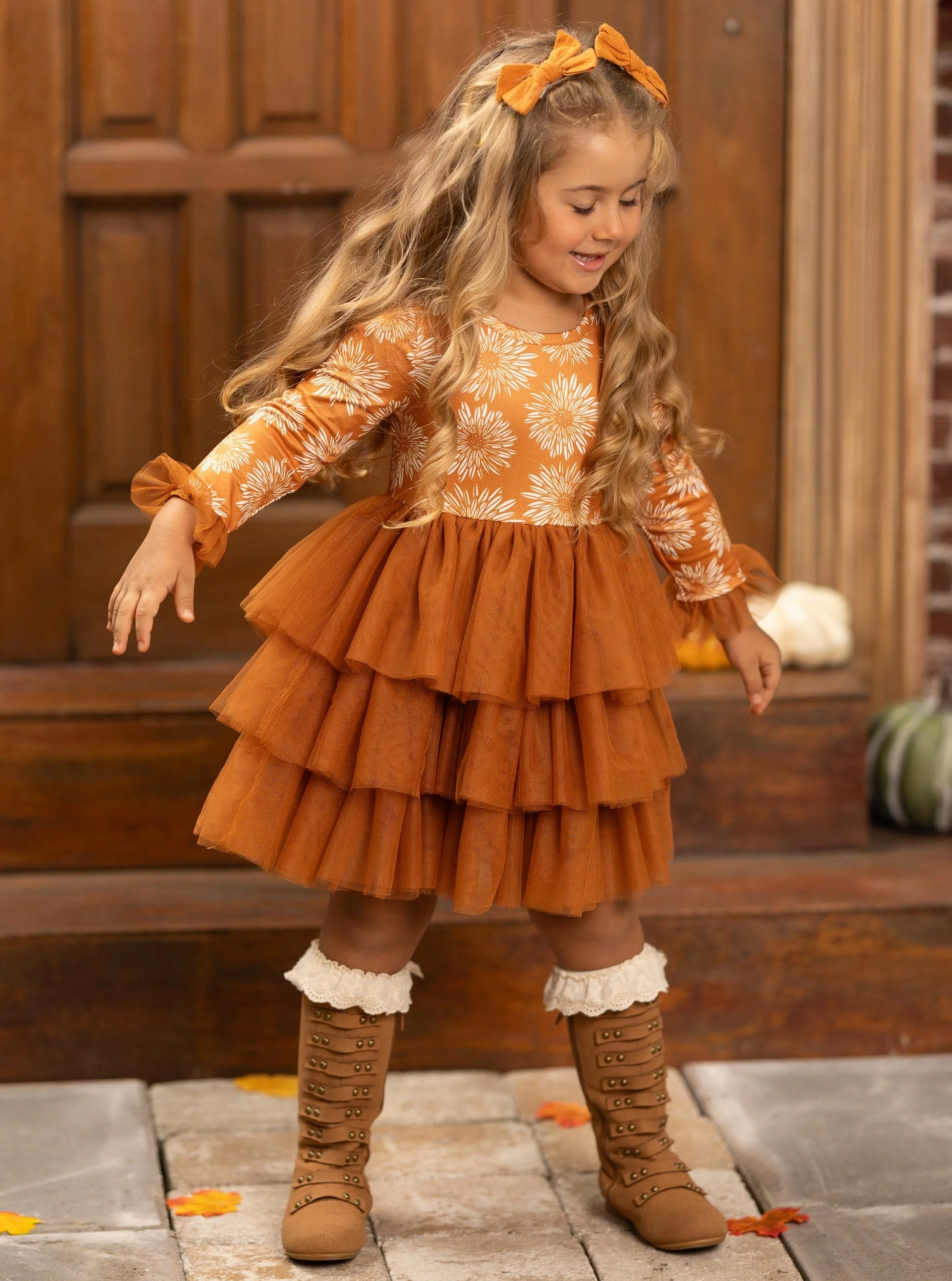 Pretty Pirouettes Brown Ruffle Tutu Dress - Image 4