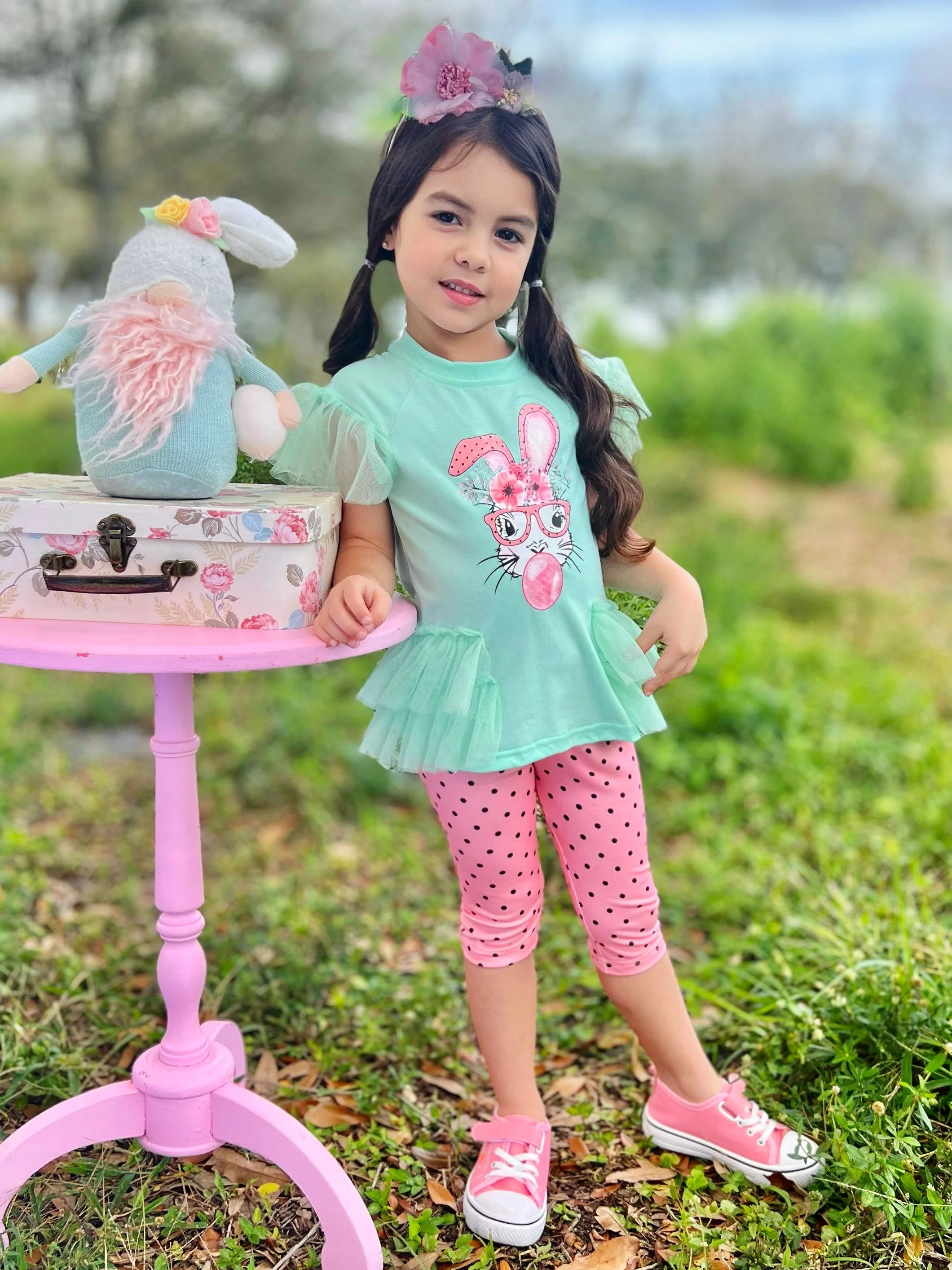 Bubble Yum Bunny Polka Dot Legging Set - Image 2