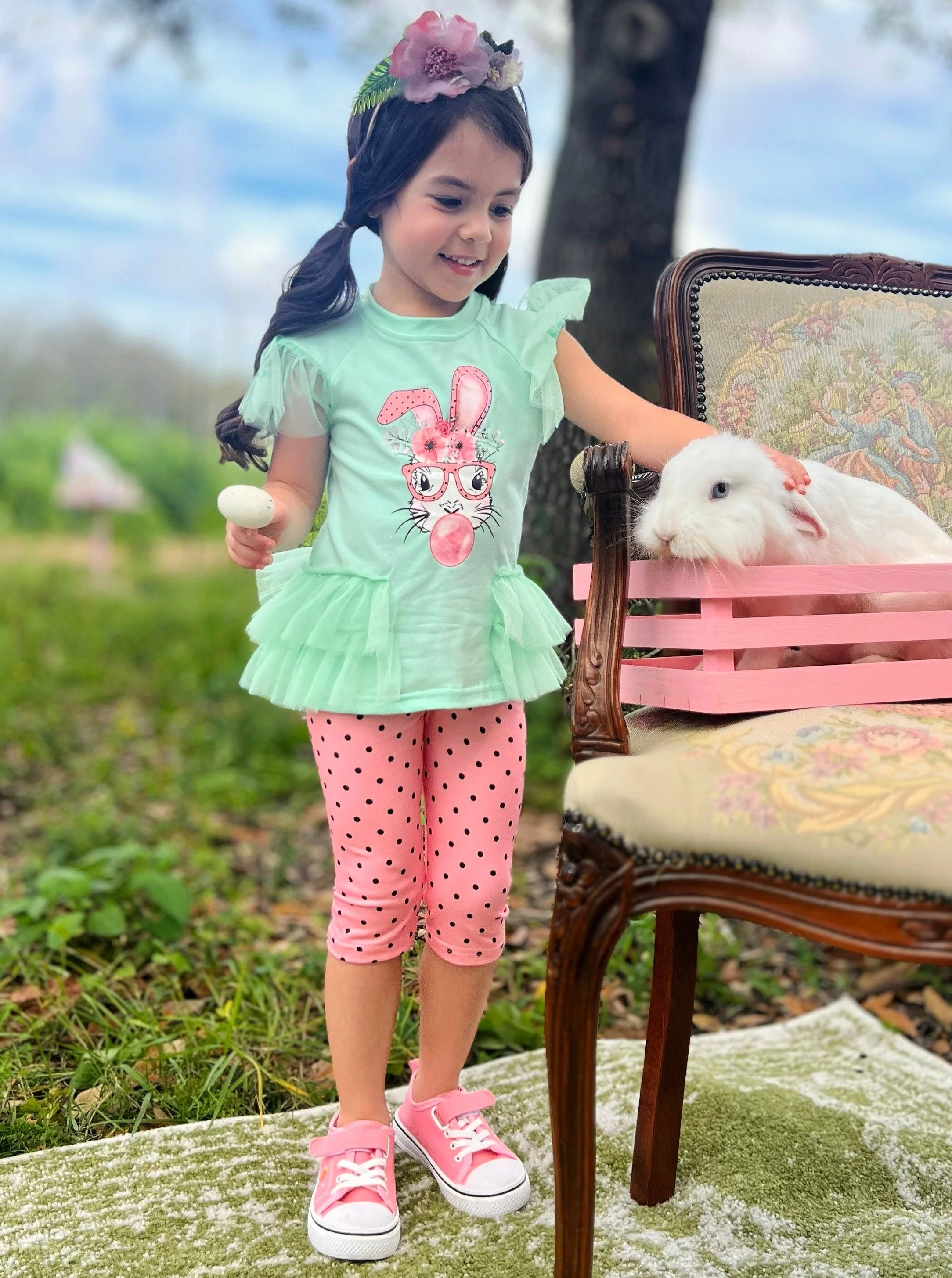 Bubble Yum Bunny Polka Dot Legging Set - Image 3