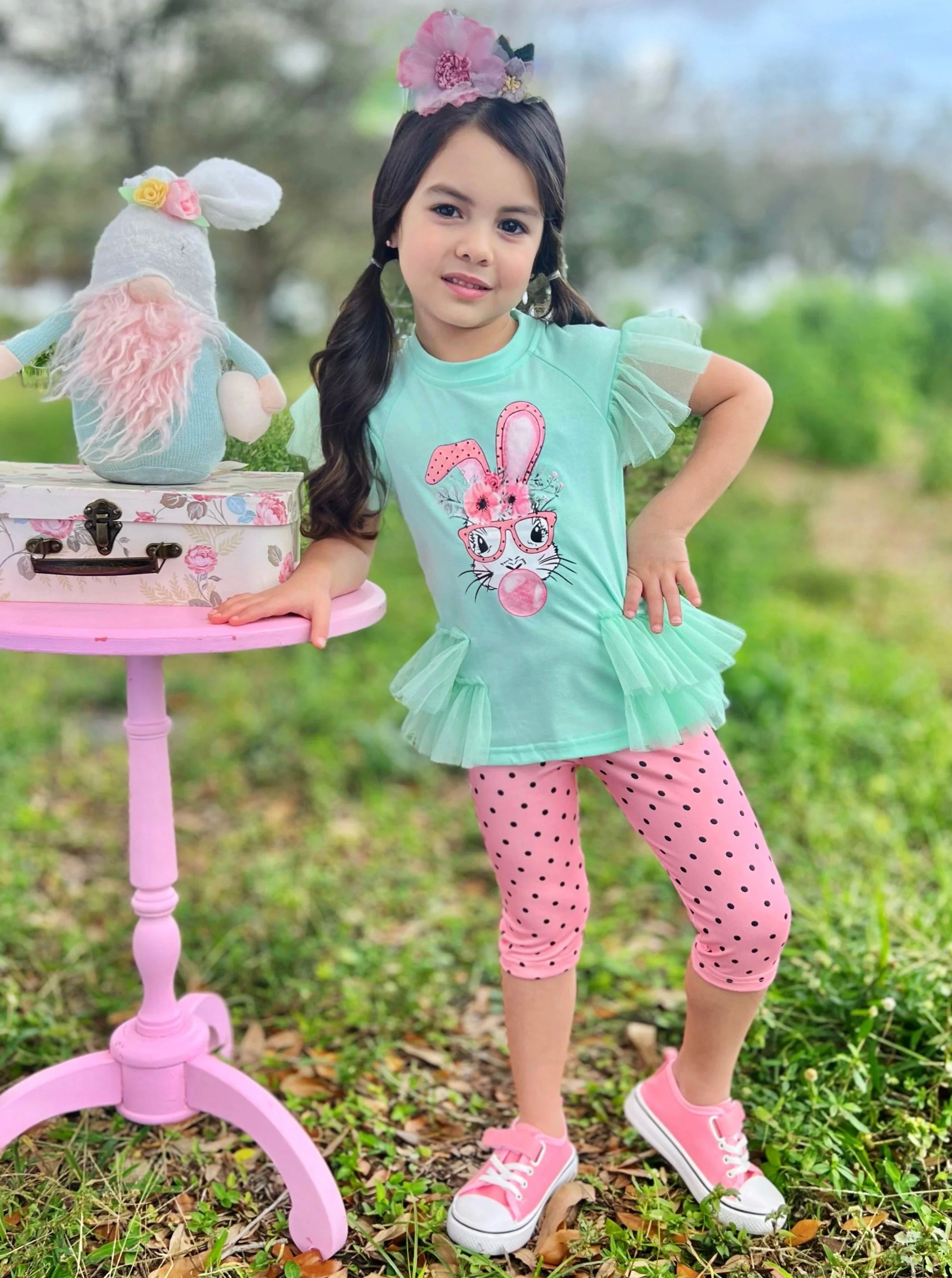 Bubble Yum Bunny Polka Dot Legging Set - Image 4
