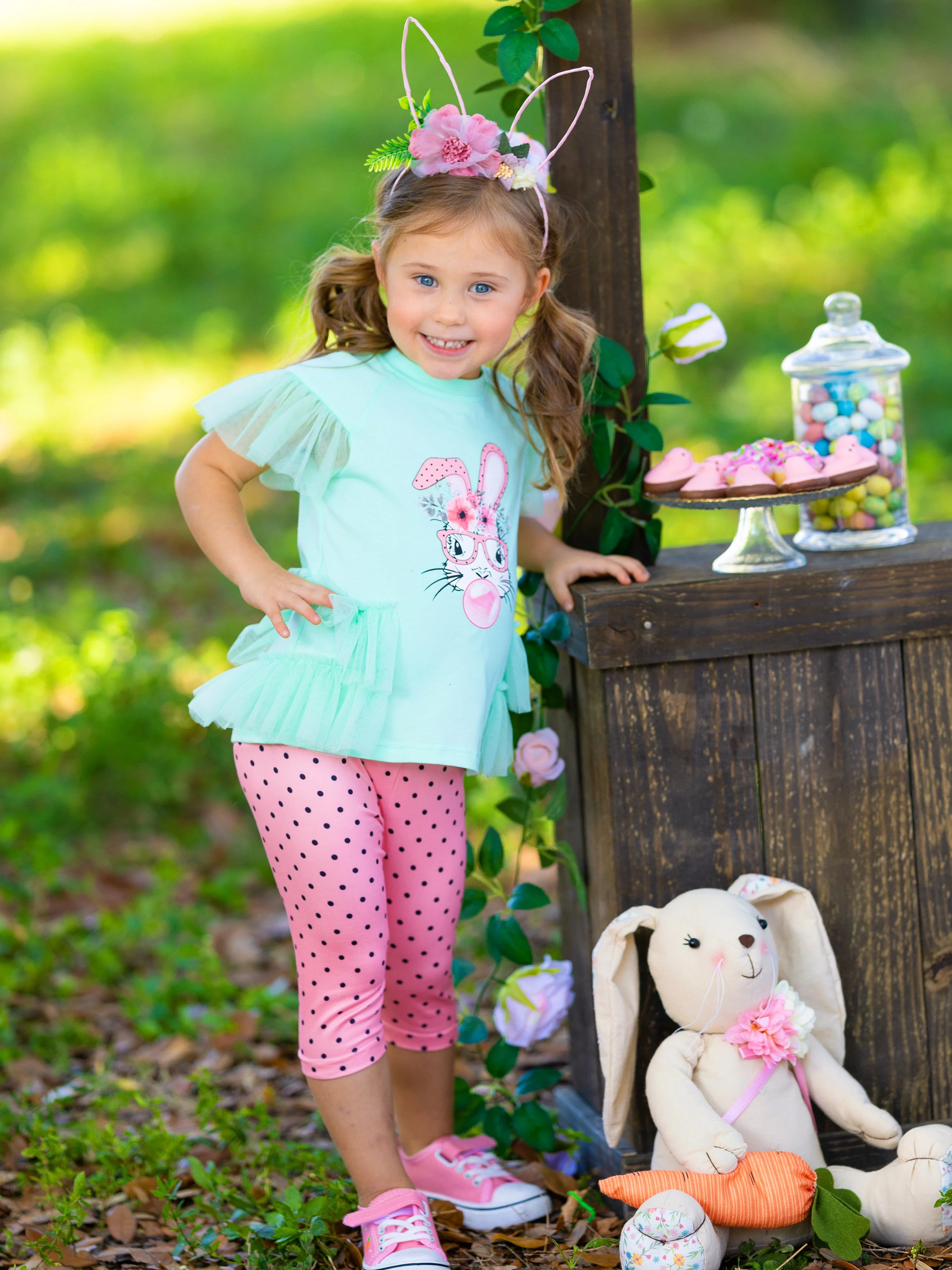 Bubble Yum Bunny Polka Dot Legging Set - Image 6