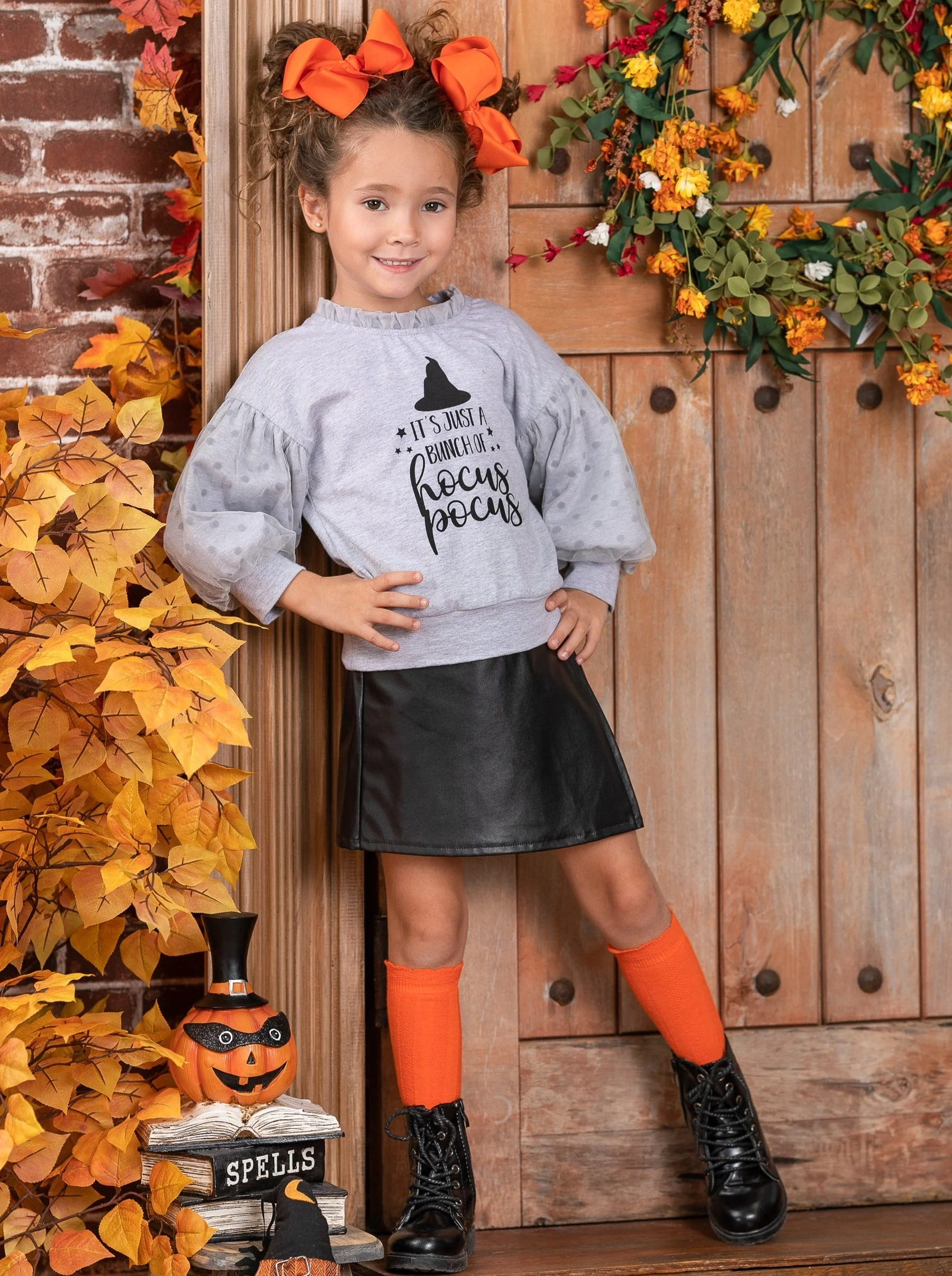 Bunch Of Hocus Pocus Sweater and Vegan Leather Skirt Set - Image 3
