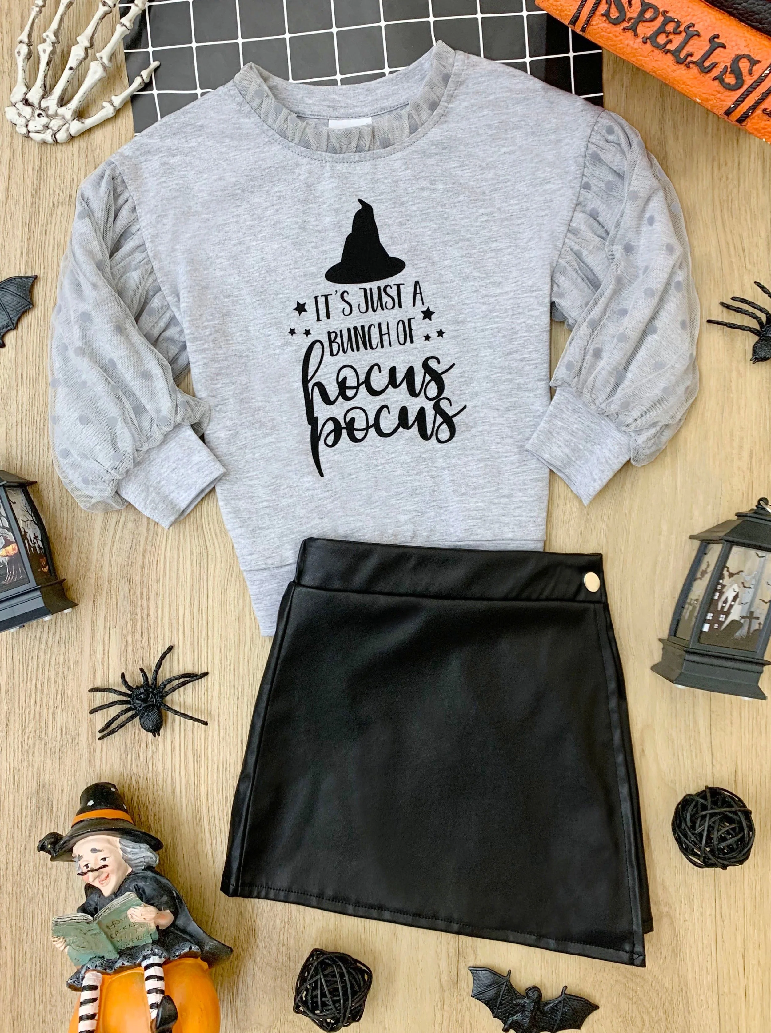 Bunch Of Hocus Pocus Sweater and Vegan Leather Skirt Set - Image 4