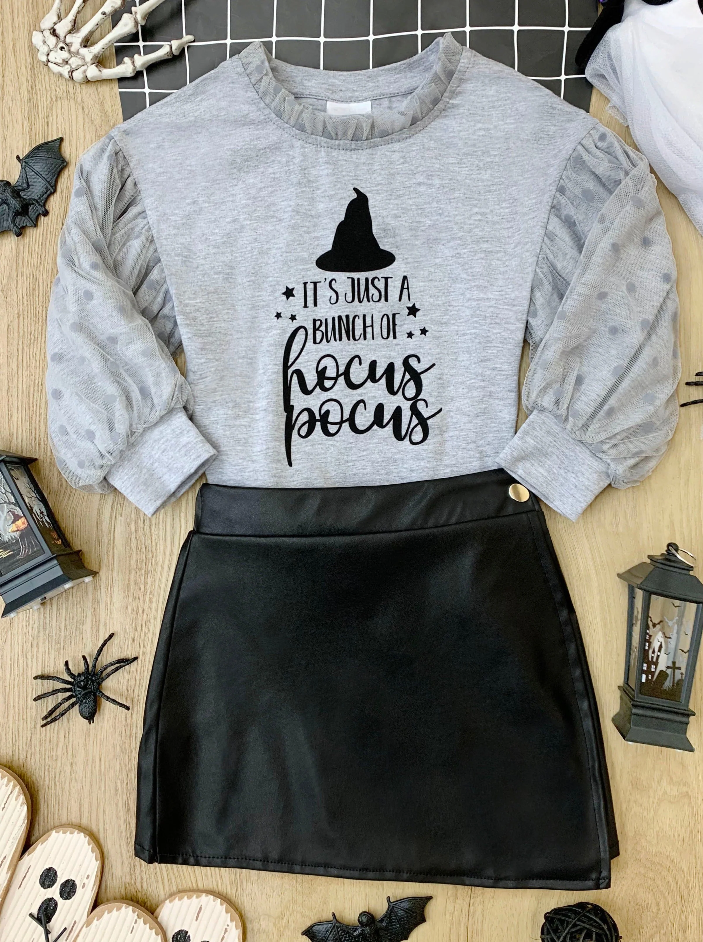 Bunch Of Hocus Pocus Sweater and Vegan Leather Skirt Set - Image 6