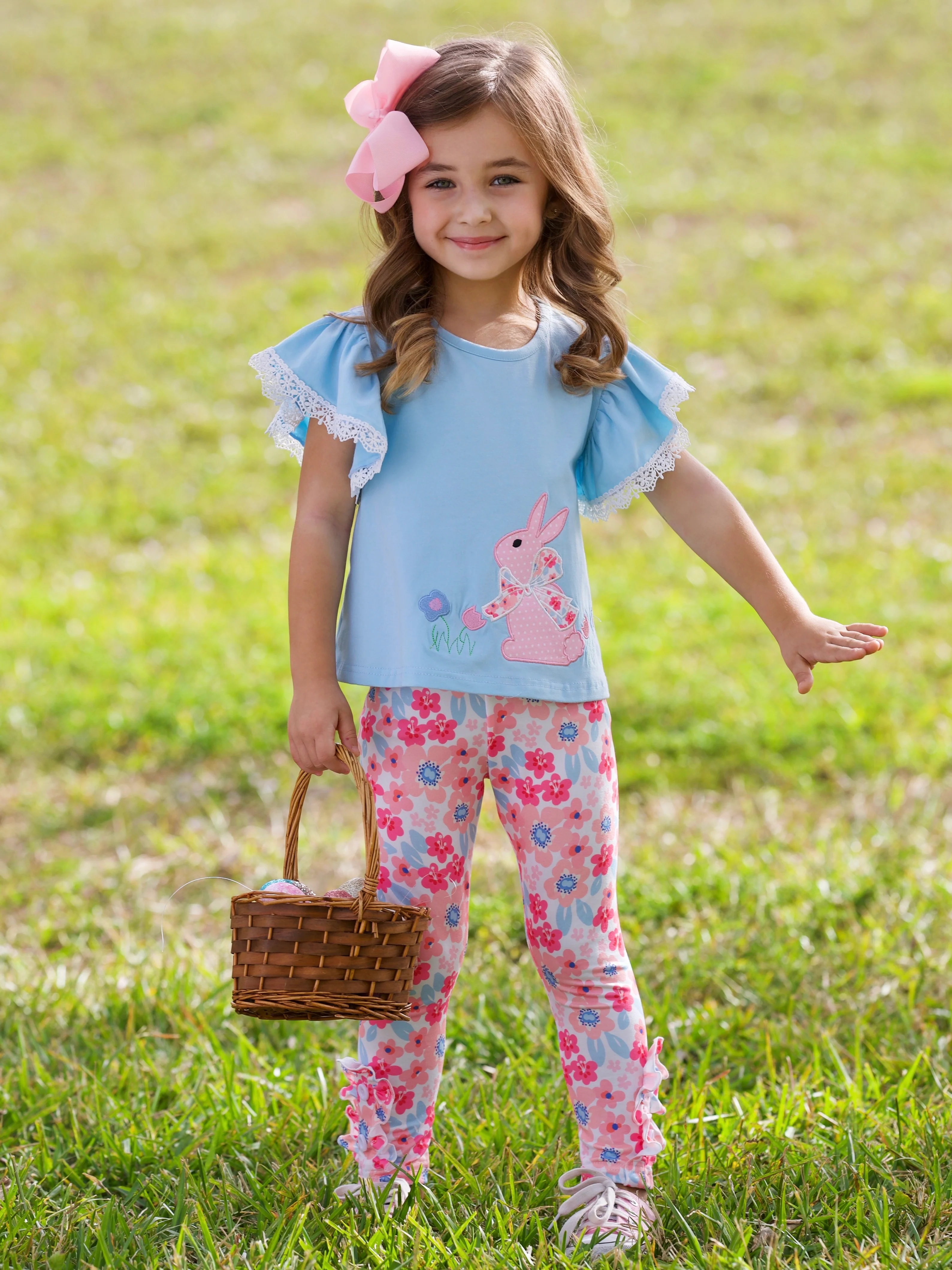 Bunny Bliss Flutter Top and Floral Legging Set - Image 2