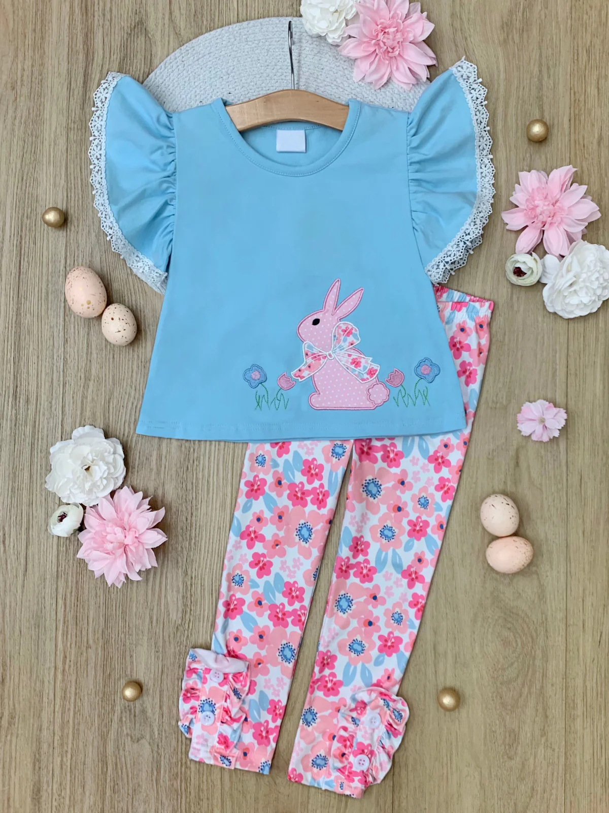 Bunny Bliss Flutter Top and Floral Legging Set - Image 3