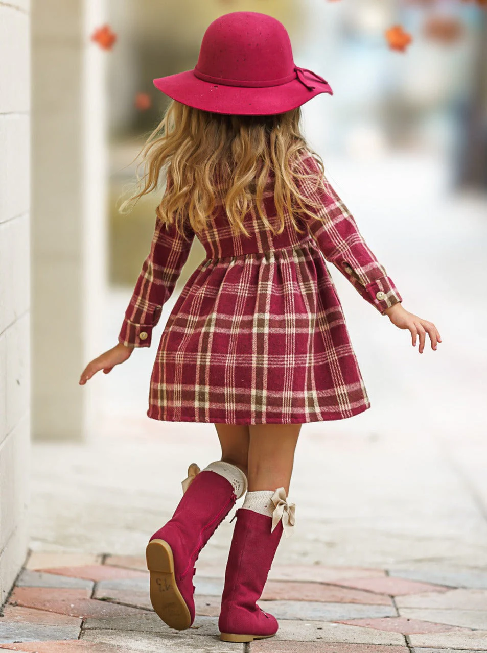 Pumpkin Harvest Burgundy Flannel Dress - Image 6